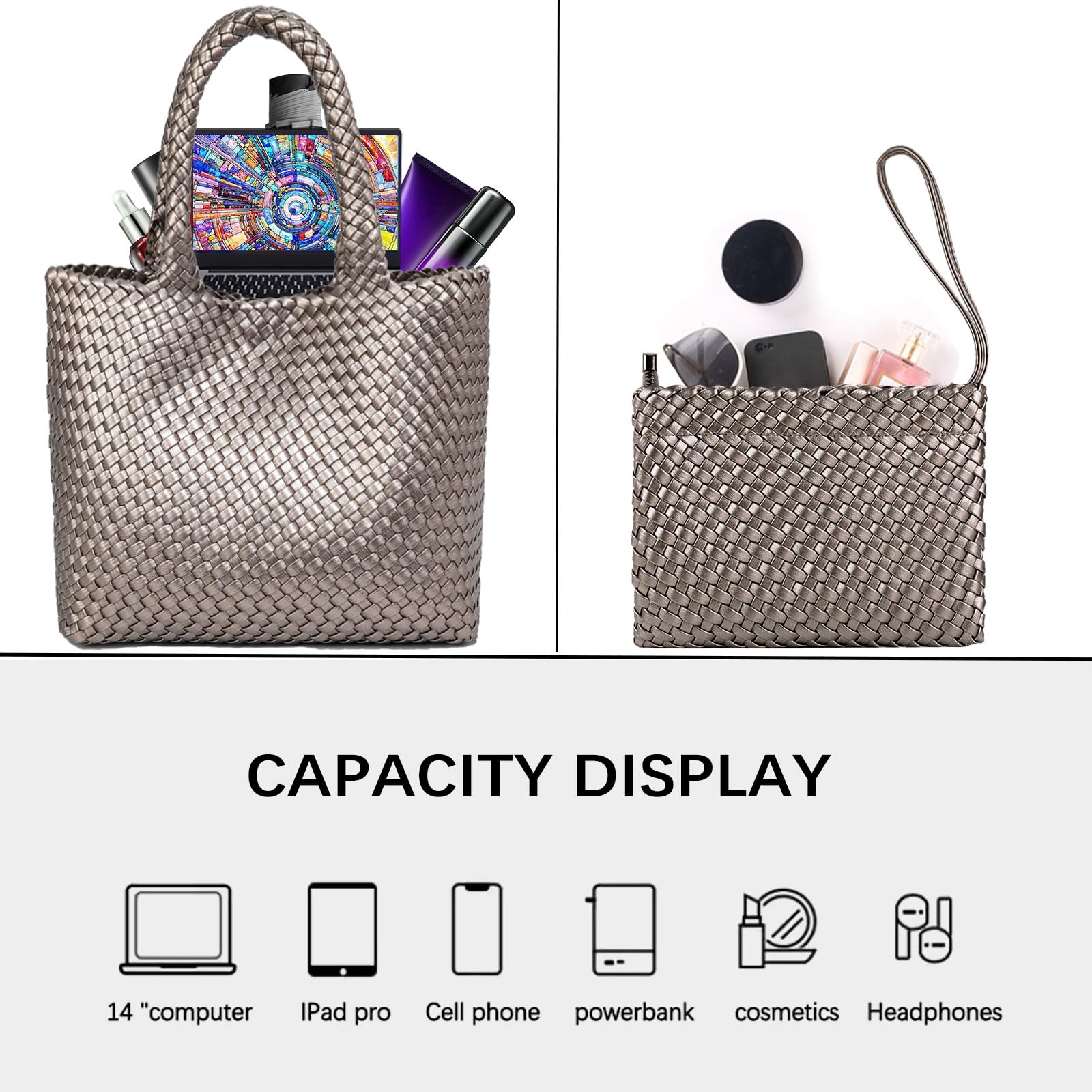 JINMANXUE Tejida a la Moda, Bolso de Mano para Mujer Unisex Adulto, 16.1" W x 7.1" D x 11" H