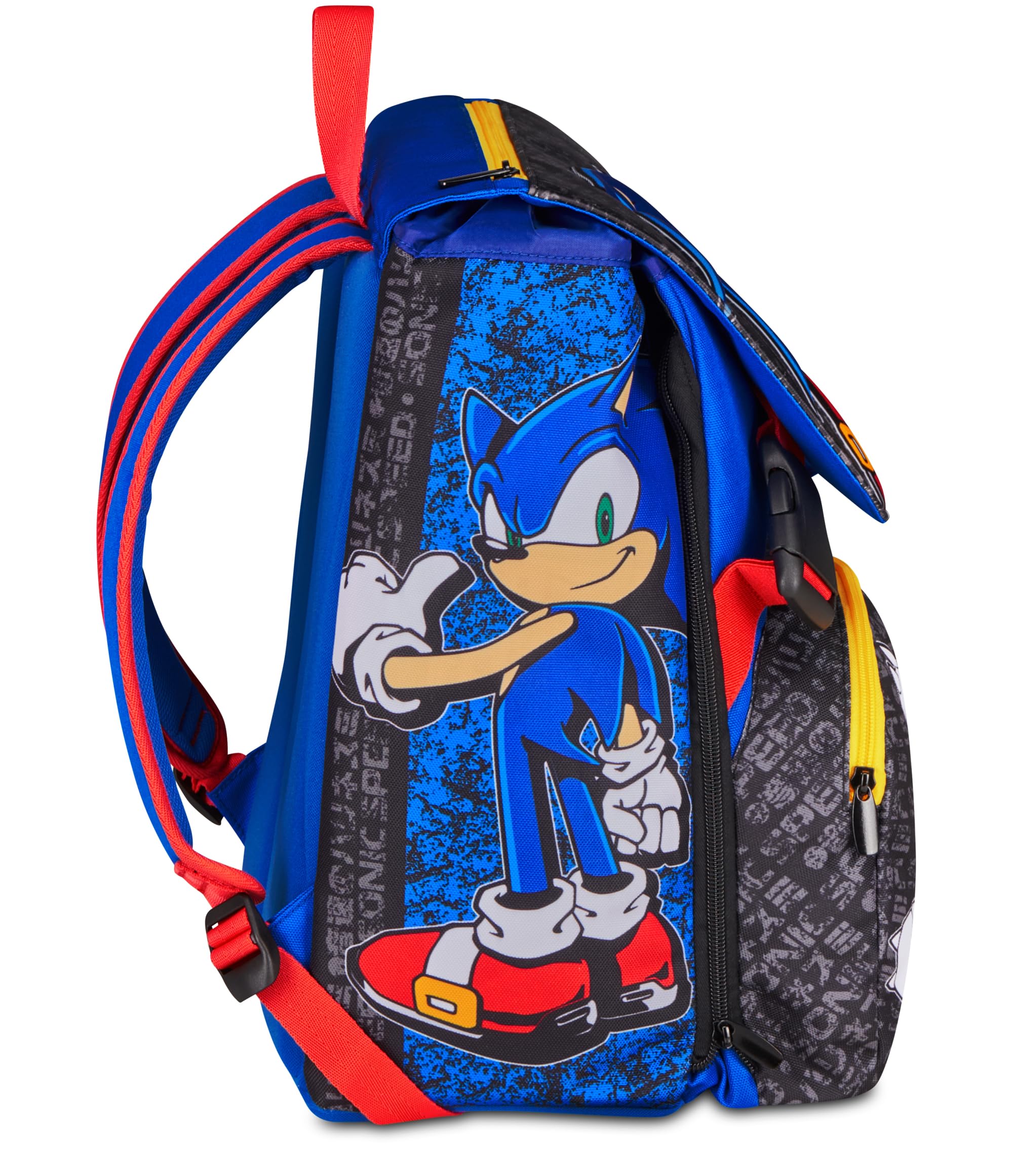 Seven Zaino Scuola Estensibile Big Sonic, Blu, 24L, Espandibile tramite zip, Tasca frontale, Tasca laterale portaborraccia, Scuola elementare, Bambino