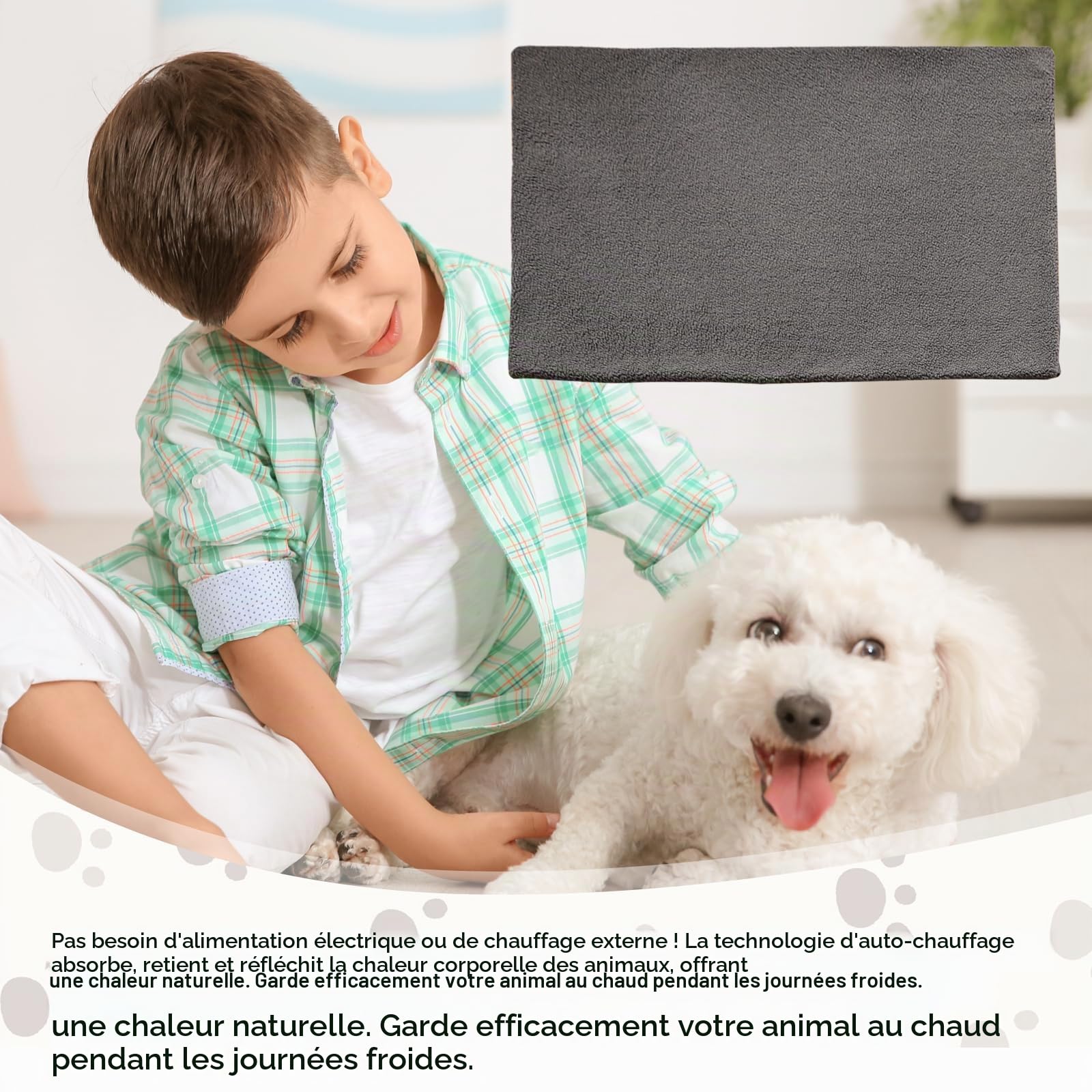 Sporgo chauffant tapis lit pour chat et chien 65x95cm couverture