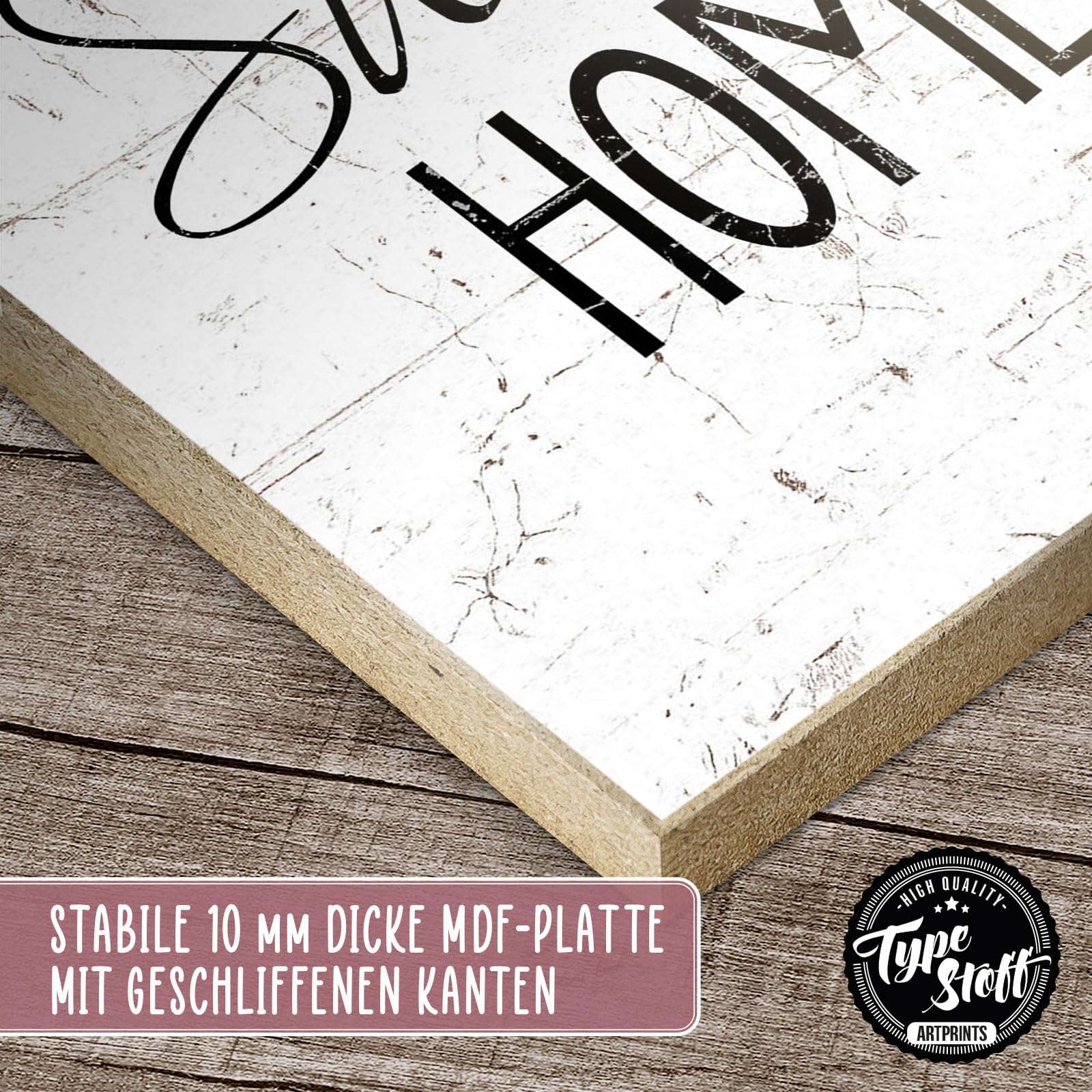 TypeStoff HS-00429 Houten bord met spreuk - Zuhause ist es am schönsten - Vintage Look met citaat als geschenk en decoratie met het thema familie en huis