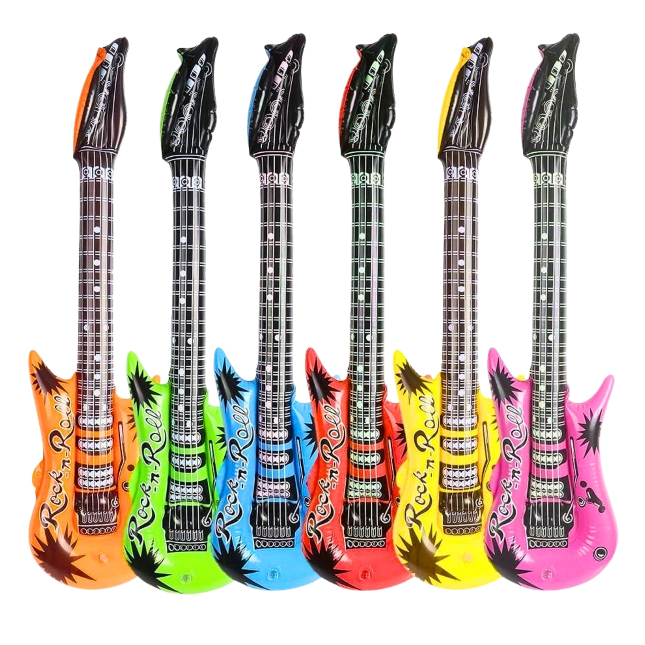 3 Pcs Large 90 cm Assorted Inflatable Guitar Toy for Kids and Adults - Blow Up Guitar Props for Rockstar Fancy Dress, Birthday Events, Karaoke, Disco Themes, 80s Decoration and Hen Party