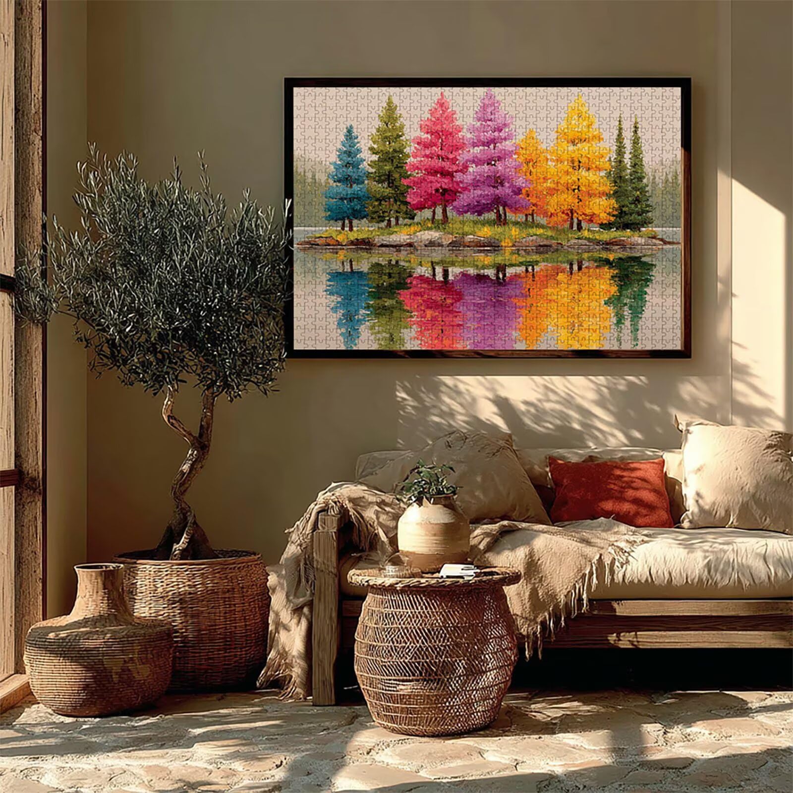 Puzzle Arte con Scatola Albero, Colore Puzzle Legno 5000 Pezzi Adulti 156x105cm, Attività di Intrattenimento ad Alta Difficoltà, DIY Classici Gioco, Jigsaw Per Tutta La Famiglia, Estate Regalo, 6-7520