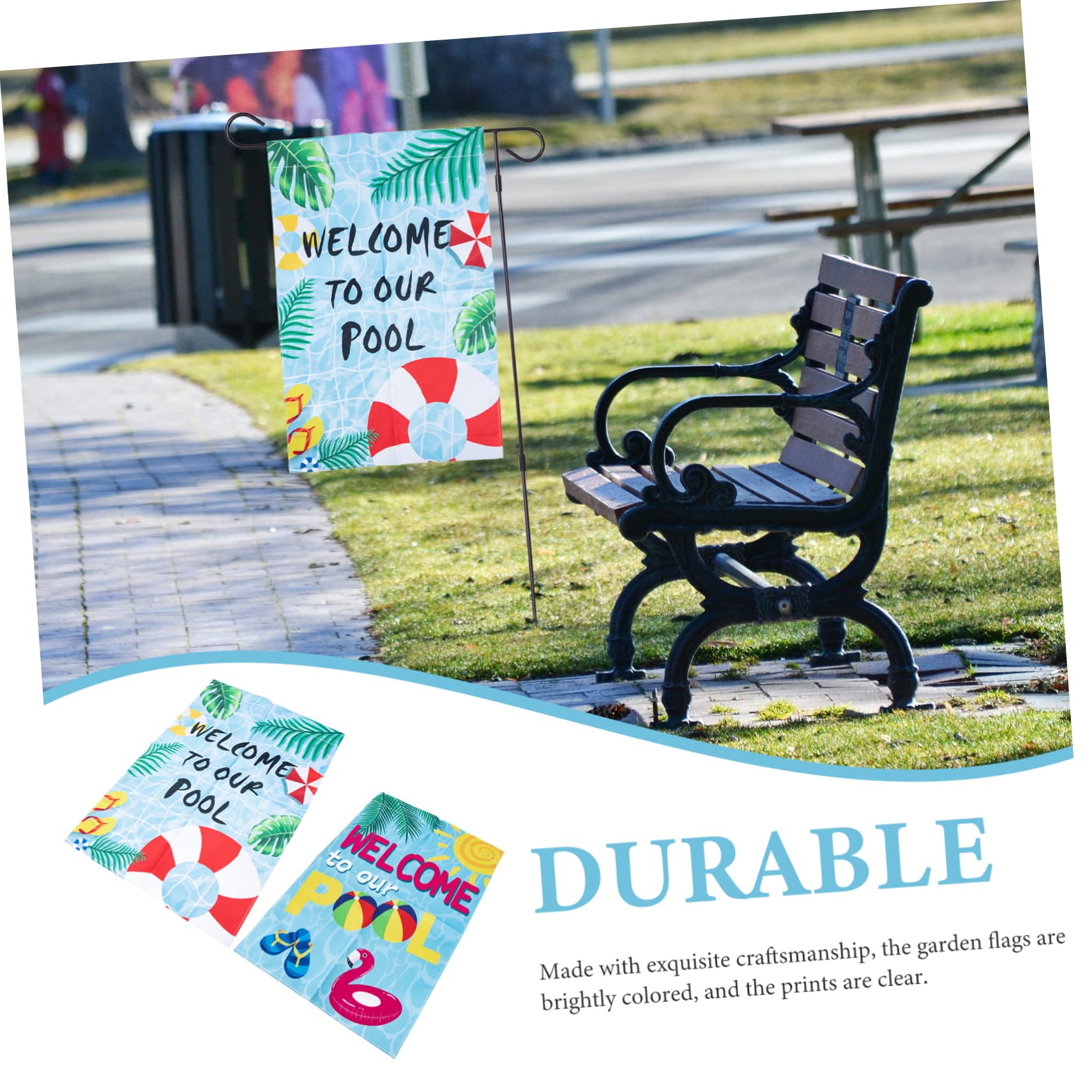 TOYANDONA 5 Sätze Gartenfahne Willkommensflagge Sommer-pool-gartenflagge Outdoor- Außenflagge Dekorationen Für Den Außenbereich Pool-flaggen-dekore Polyestertuch Bunt 2 Stücke * 5