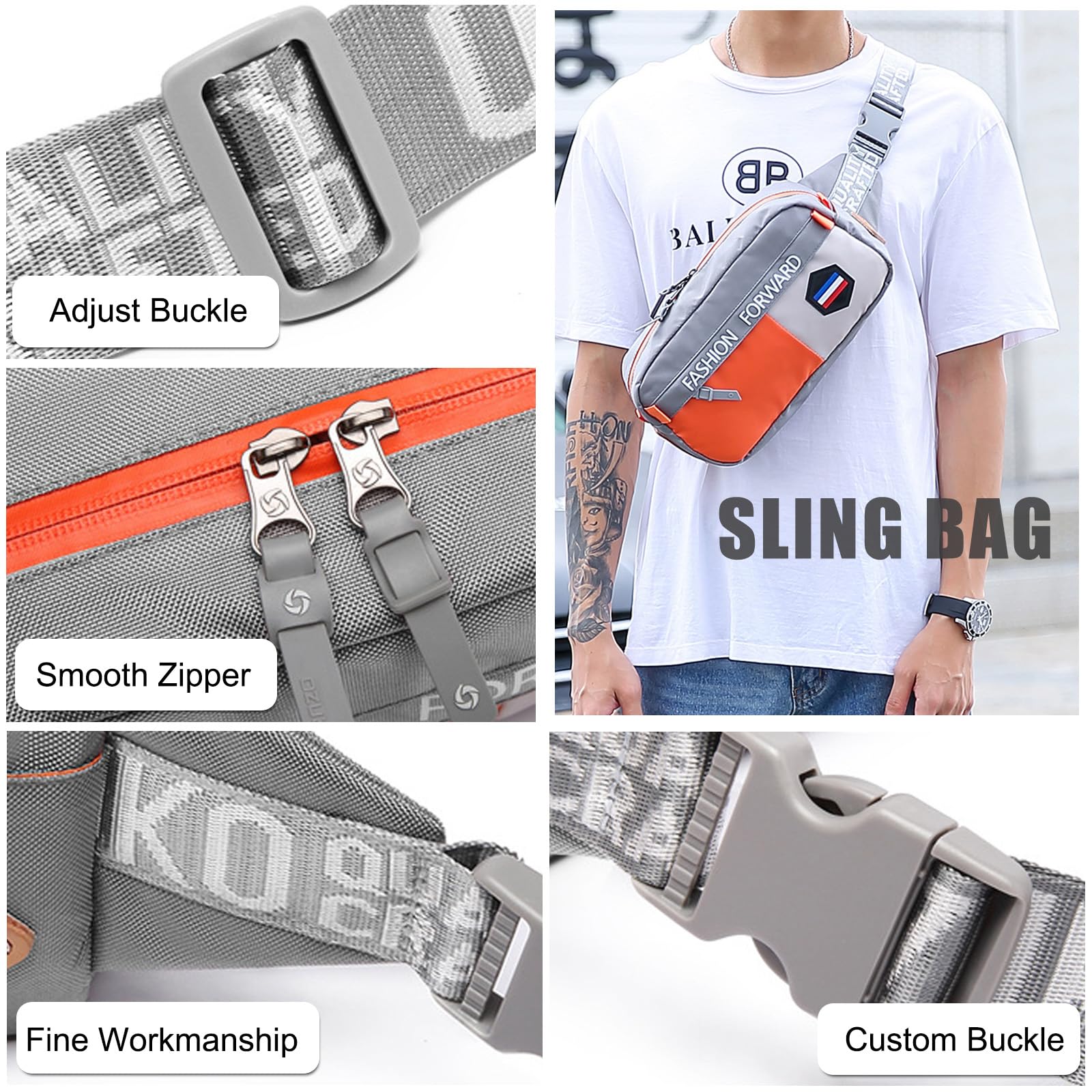 FANDARE Torba nerka na co dzień nerka nerka dla kobiet mężczyzn torba na ramię klatka piersiowa torba crossbody, pokrowiec na piesze wędrówki, jazdę na rowerze, podróże, do uprawiania sportu na