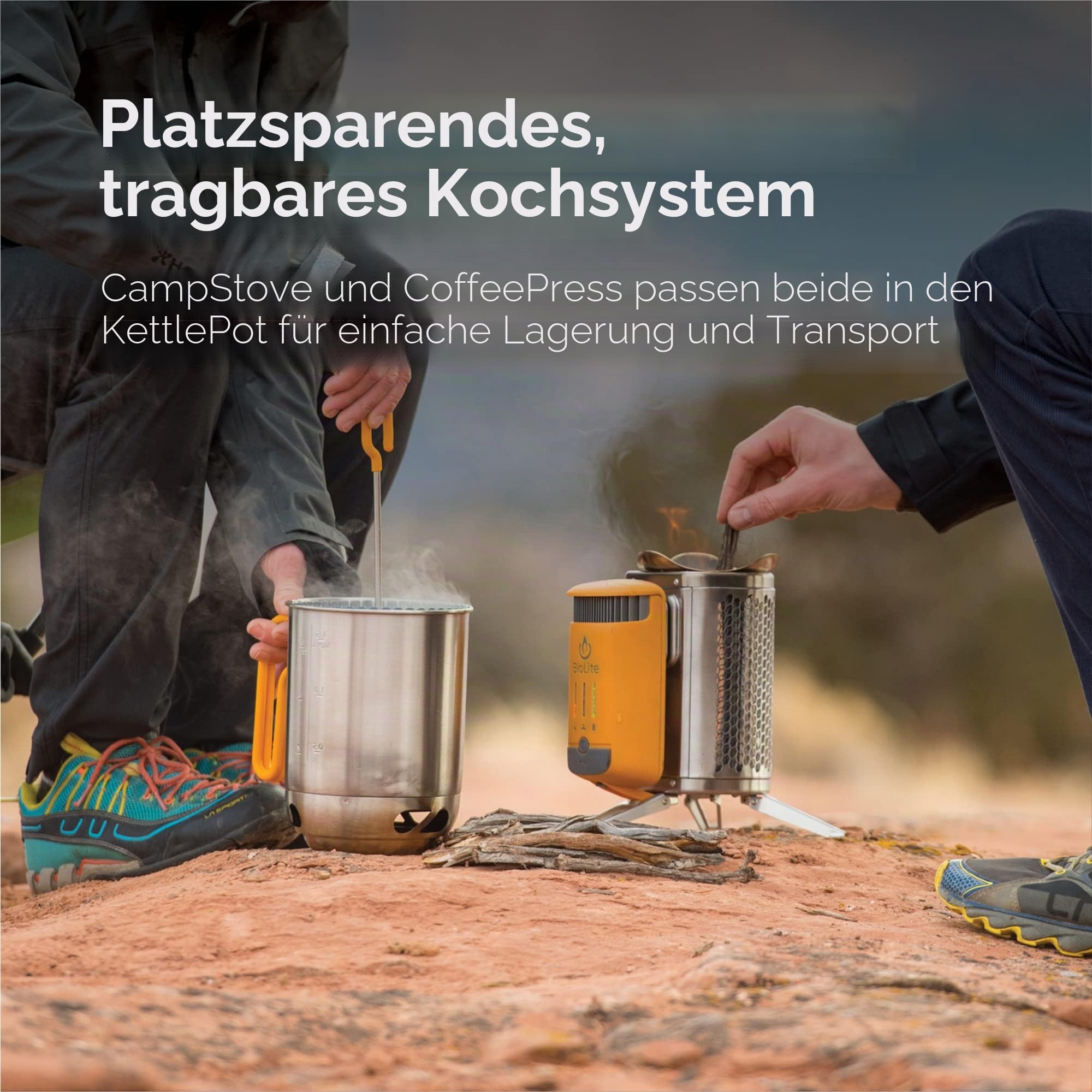 BioLite, CampStove KettlePot & Kaffee Set, Edelstahl Kochgeschirr Zubehör für Camping & Outdoor