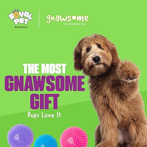 Miniatura 7 de Gnawsome Juguete para perros de 4.5 pulgadas, con chirrido y bola ligera, extragrande, limpia los dientes y promueve la salud dental y de las encías