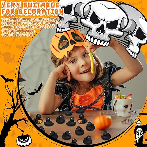 Miniatura 5 de Pato de goma negro en blanco para bricolaje, juguetes de baño preescolares, pequeños patos de baño para niños, tina flotante, patos chirriantes para