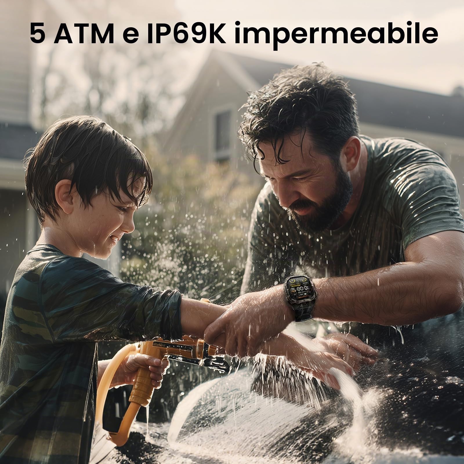 KOSPET Tank M4C Smartwatch Uomo con GPS, Autonomia 15 Giorni, 5ATM e IP69K | Rugged Militare AMOLED,Torcia LED, Monitoraggio salute e sonno 24/7, 170+ Modalità Sportive, Compatibile Android & iPhone