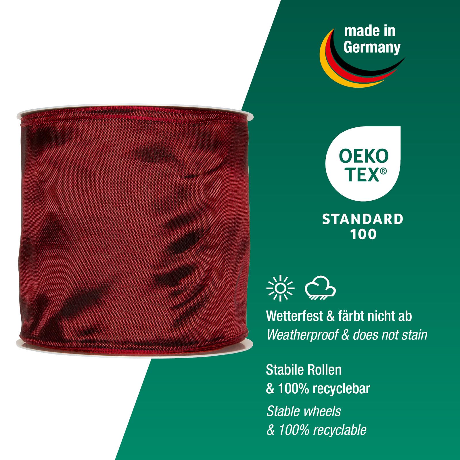 Halbach Seidenbänder Premium Gift Ribbon with Wired Edge, Width 100 mm, Length 25 m, Oeko-Tex 100 Certified Ribbon - Image 3