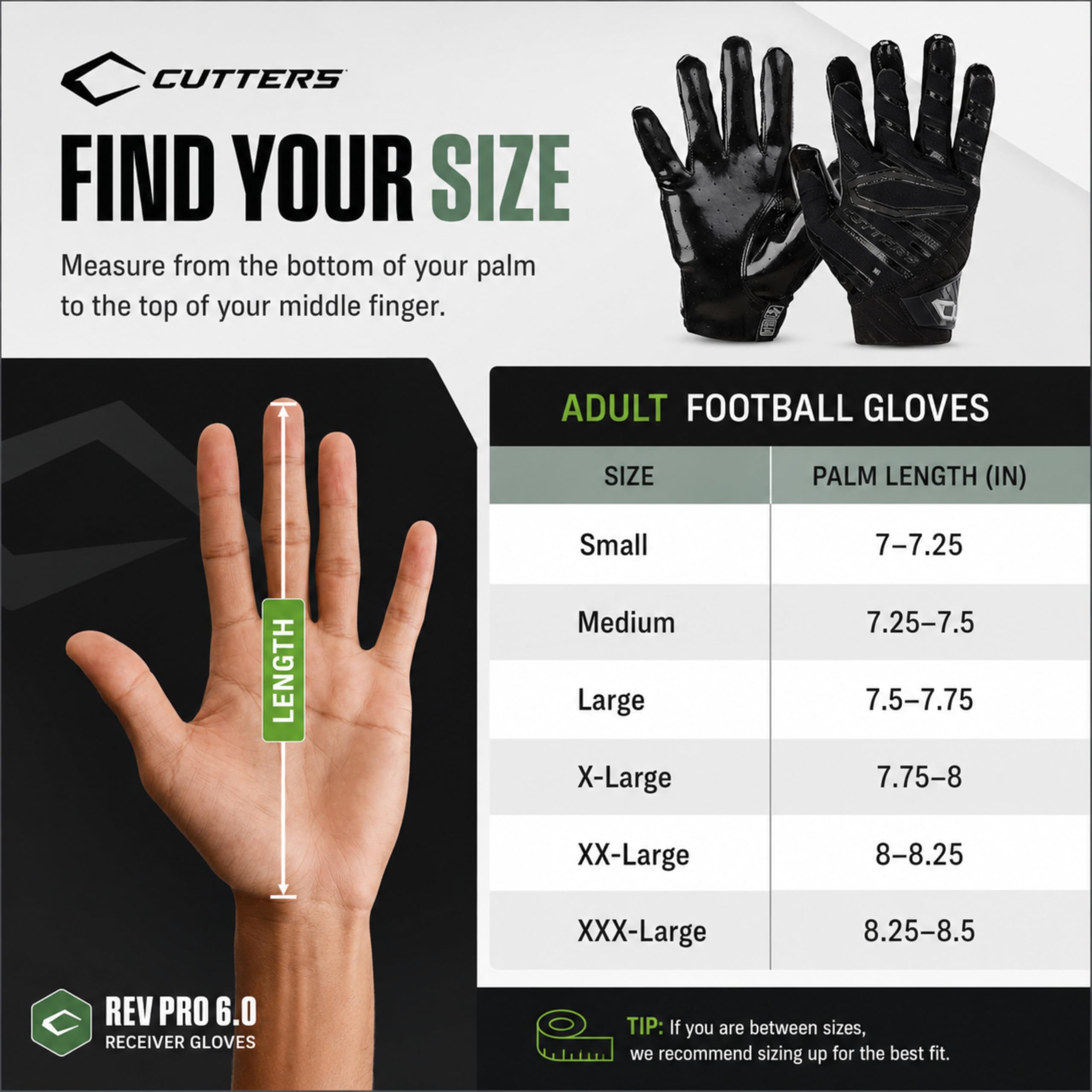Cutters Rev Pro Fußballhandschuhe, Herren klebrige Ultra Griff Empfängerhandschuhe, Erwachsene, 1 Paar
