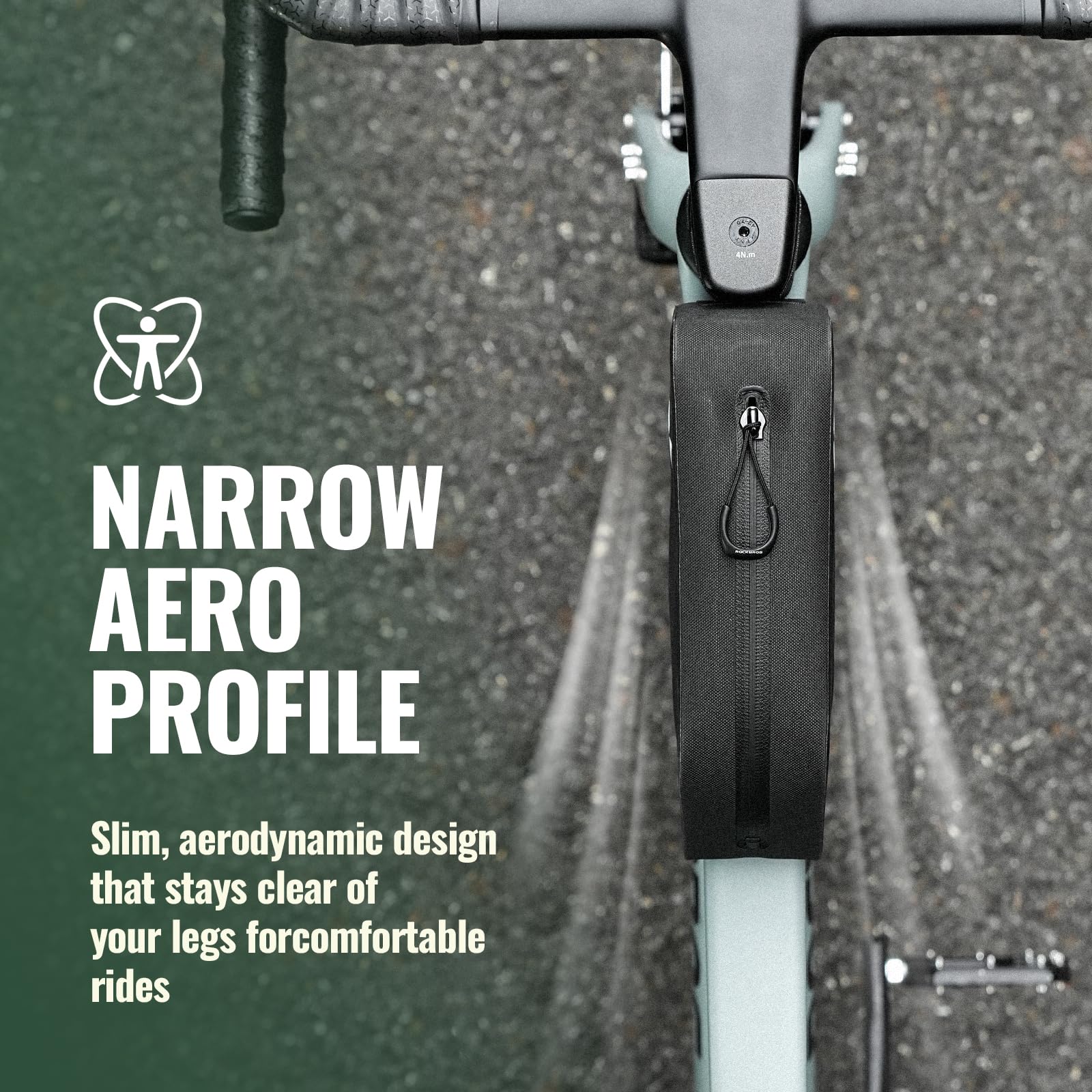 ROCKBROS Borsa Telaio Bici 100% Impermeabile 1L, Design Ergonomico | Sgancio Rapido, Mantiene la Forma, con Logo Riflettente, Borsello Tubo Superiore per MTB, Bici da Corsa, Gravel