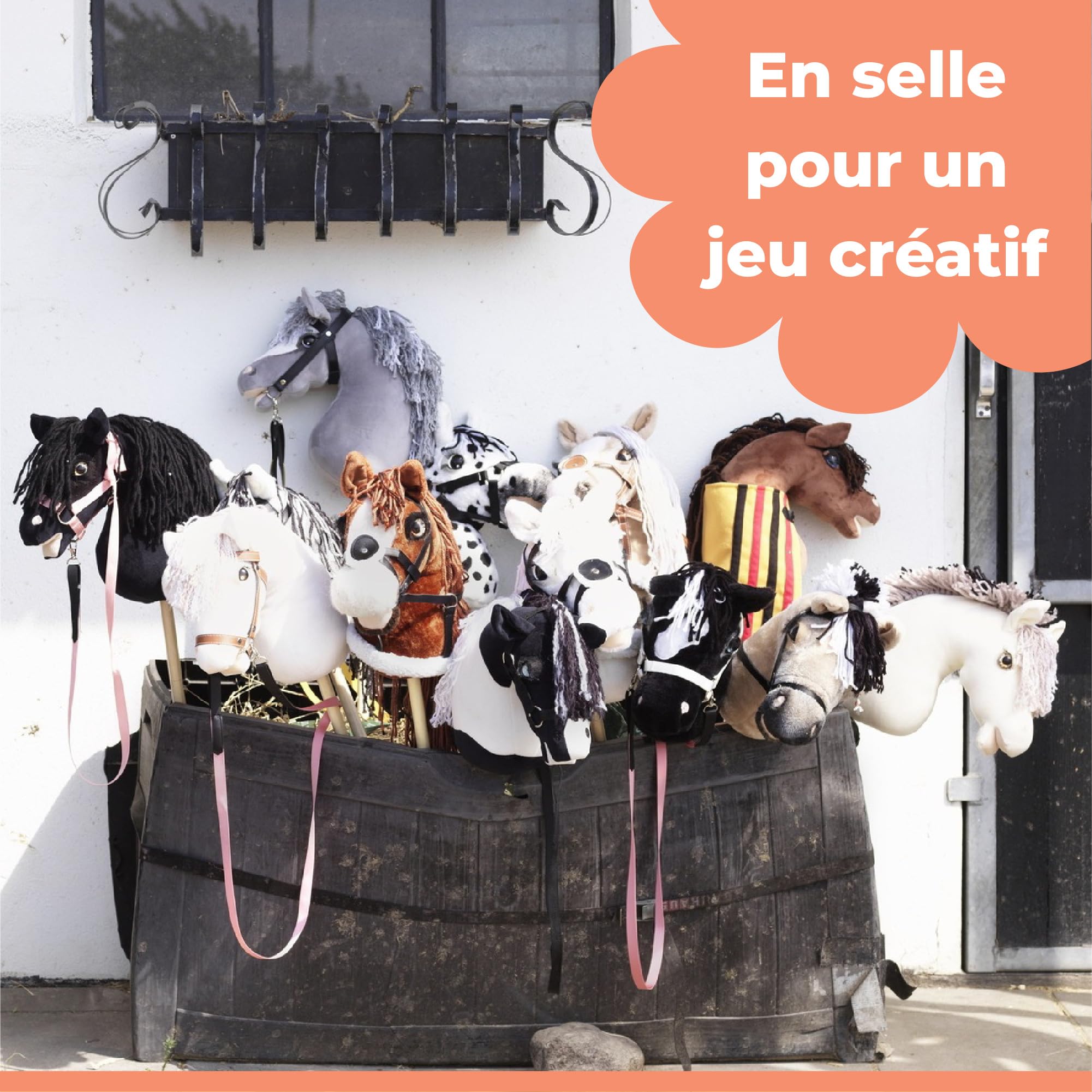 Panduro DIY Hobby Horse | Cheval à Baiser – Cheval Non décoré avec Tige en Bois | Cheval bâton sans roulettes, sans Son | Longueur 85 cm | Friesian