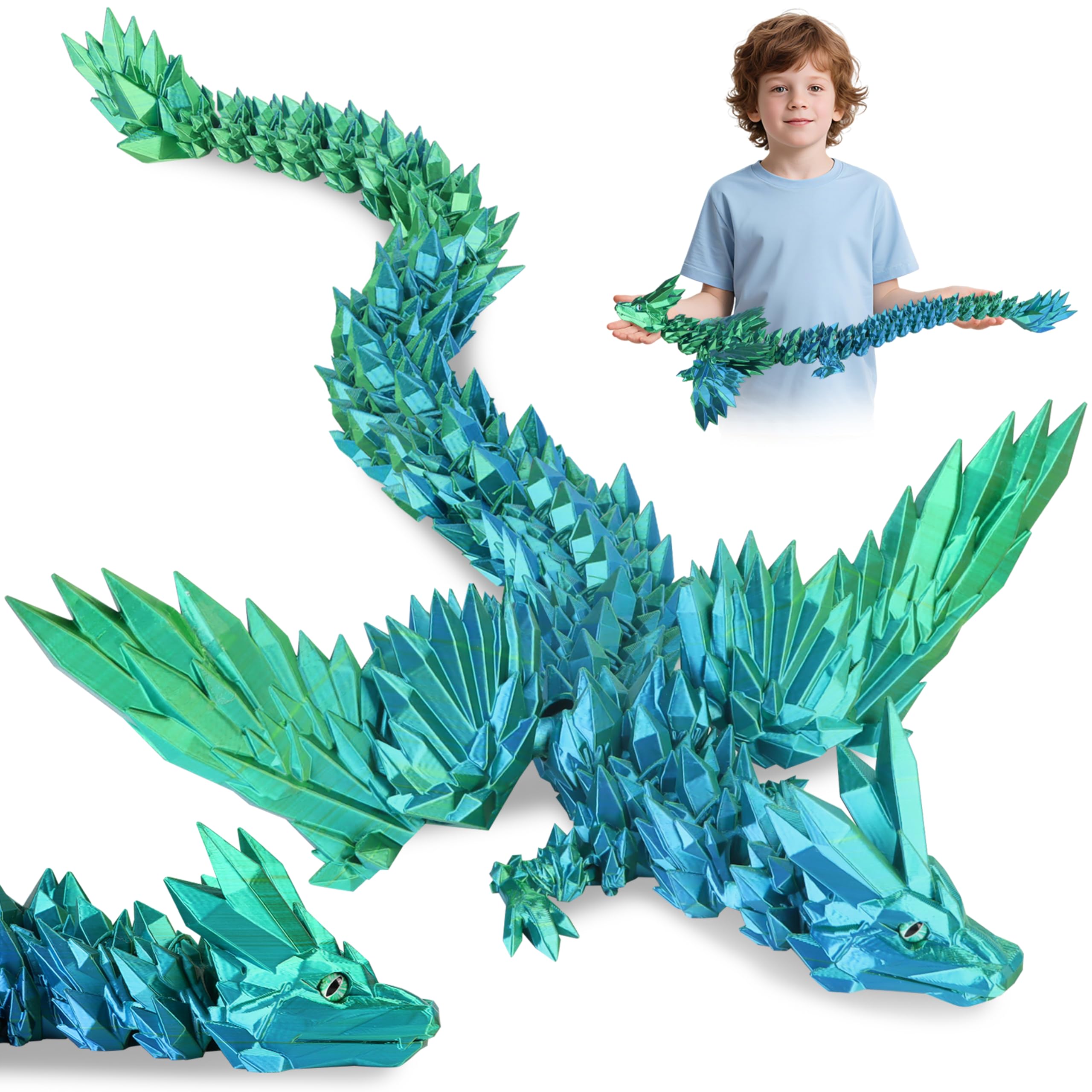 Dragón Impreso en 3D 60cm Articulado Alado, Decoración del Hogar, Juguete de Escritorio