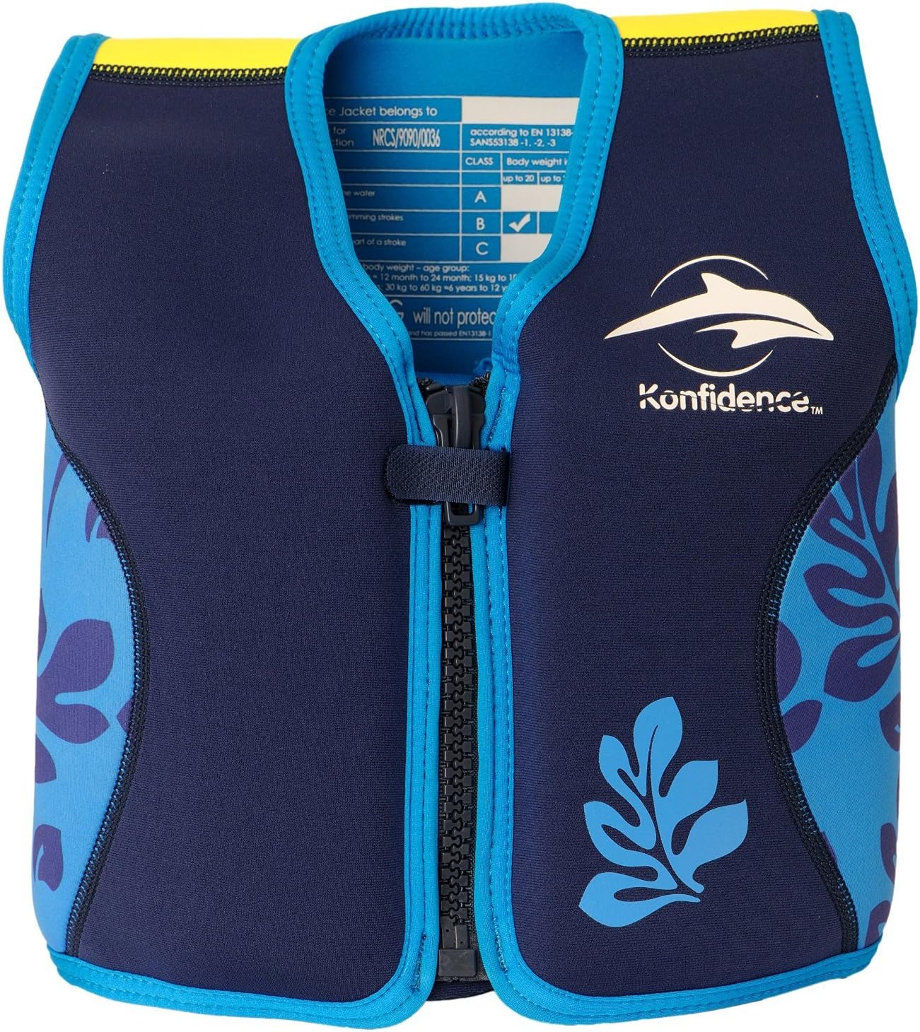 Konfidence Swim Jacket - Premium Swim Vest with Removeable Safety Strap for Kids| Adjustable Buoyancy | UKCA & CE Compliant | Swim School Approved