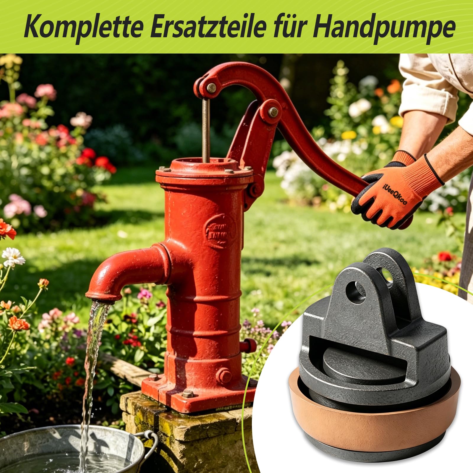 Ersatzkolben für Schwengelpumpen Typ 75,Kolben Komplett mit Nasenstechventil Bolzen Satz Ledermanschette Dichtungsring,Handschwengelpumpe Handpumpe Typ 75 für Wasserpumpen Pumpendichtung,Gartenpumpe