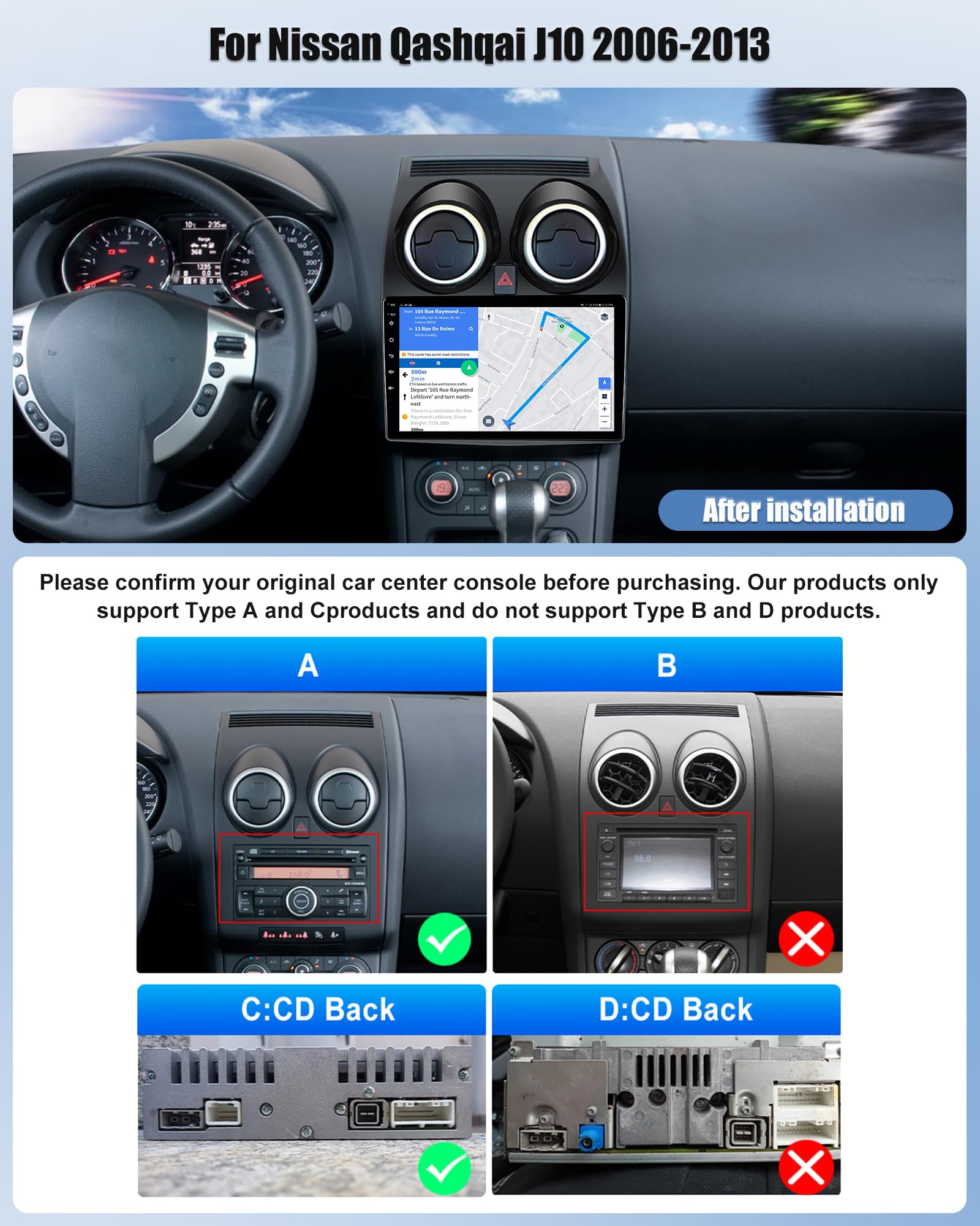 ANDROID 13 AUTORADIO 6 128G Für Nissan Qashqai 1 J10 2006-2013 GPS Navi
