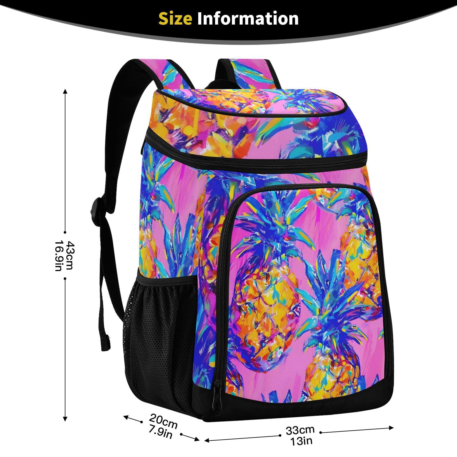 Amazon.com : Pineapple Yellow Tropical Pink Cooler Backpack  display picture 1
