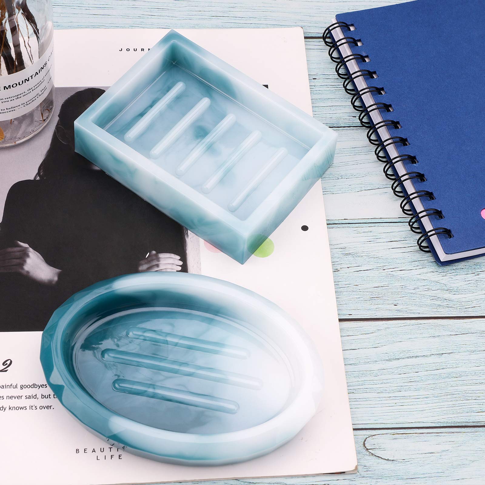 Lot De 2 Moules à Savon En Résine, Moule à Savon En Silicone Pour Résine époxy, Moule Rectangulaire Porte-savon Pour Bricolage, Bijoux, Bague, Plateau Et Décoration De La Maison