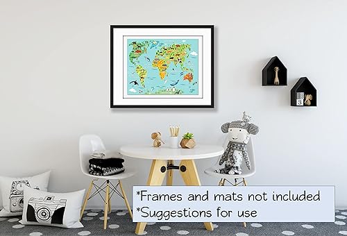 Miniatura 3 de Animal World Map Wall Art -Kids Children Educational Wall Decor - 11x14 - Unframed