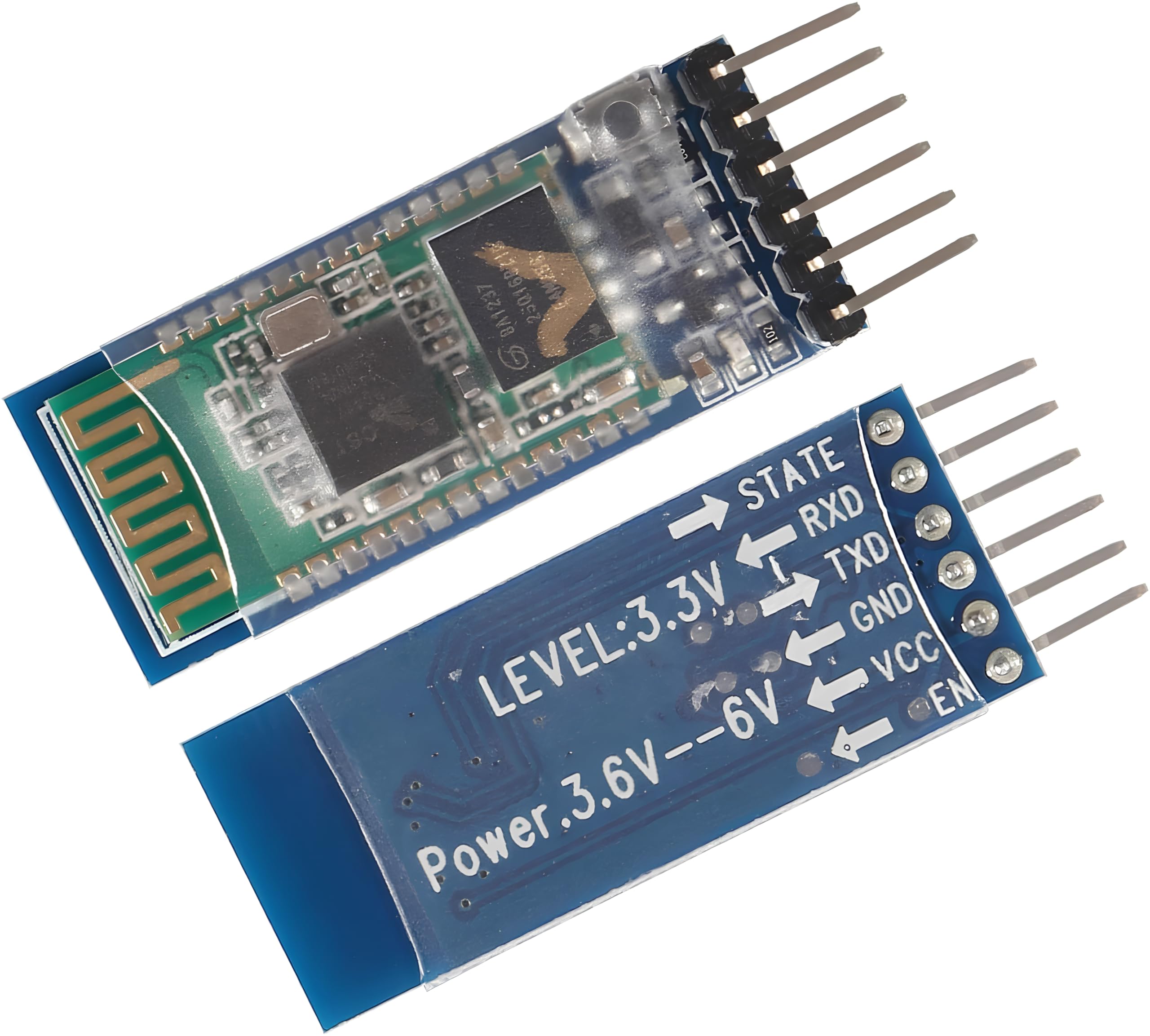 Electrifier HC-05 Bluetooth Module UART Serial 2.4GHz for DIY Projects | Master and slave modes via AT commands, onboard push button, 3.3V logic level, default 9600 baud, 6-pin breakout header-picture-25