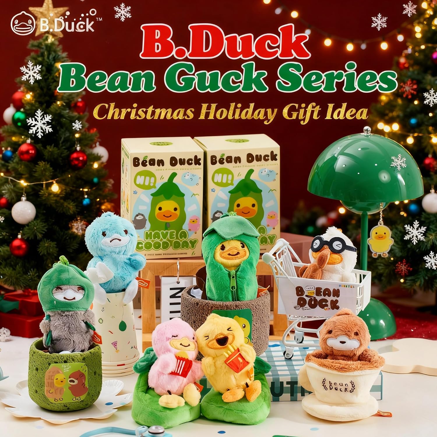 B.Duck Bean Duck Blind Box Plush Keychain Cute Duck Collectible Toys with Hidden Secret Edition, Cute Playful Animal Figures Pendant Keychain,Soft Plush Pendant Gift for Kids,Collectors