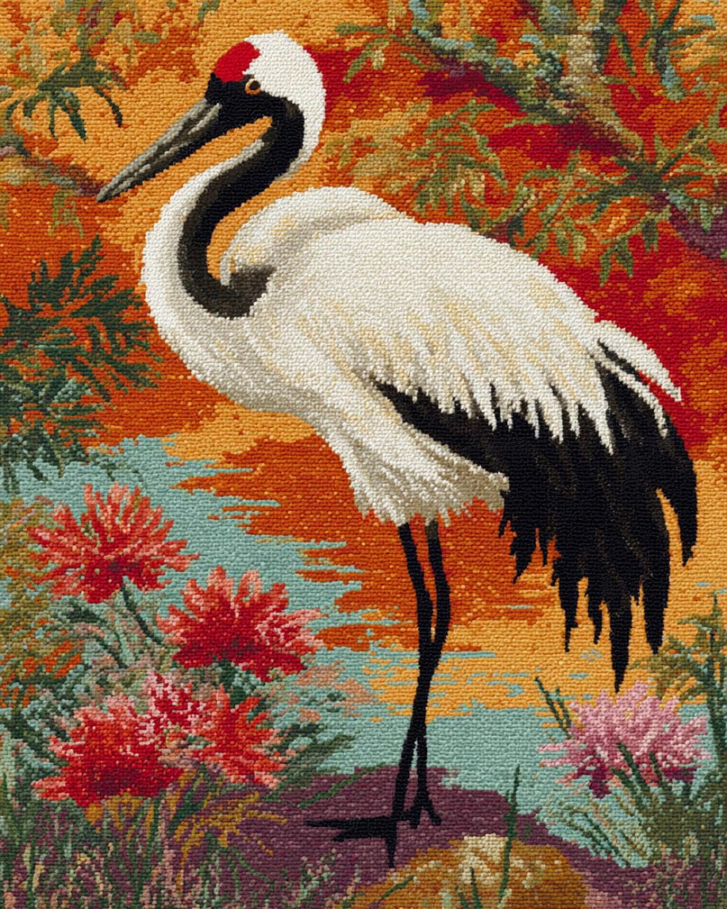 AMBATTERY Latch Hook Tapestry Kit Birds and Flowers 80x160cm