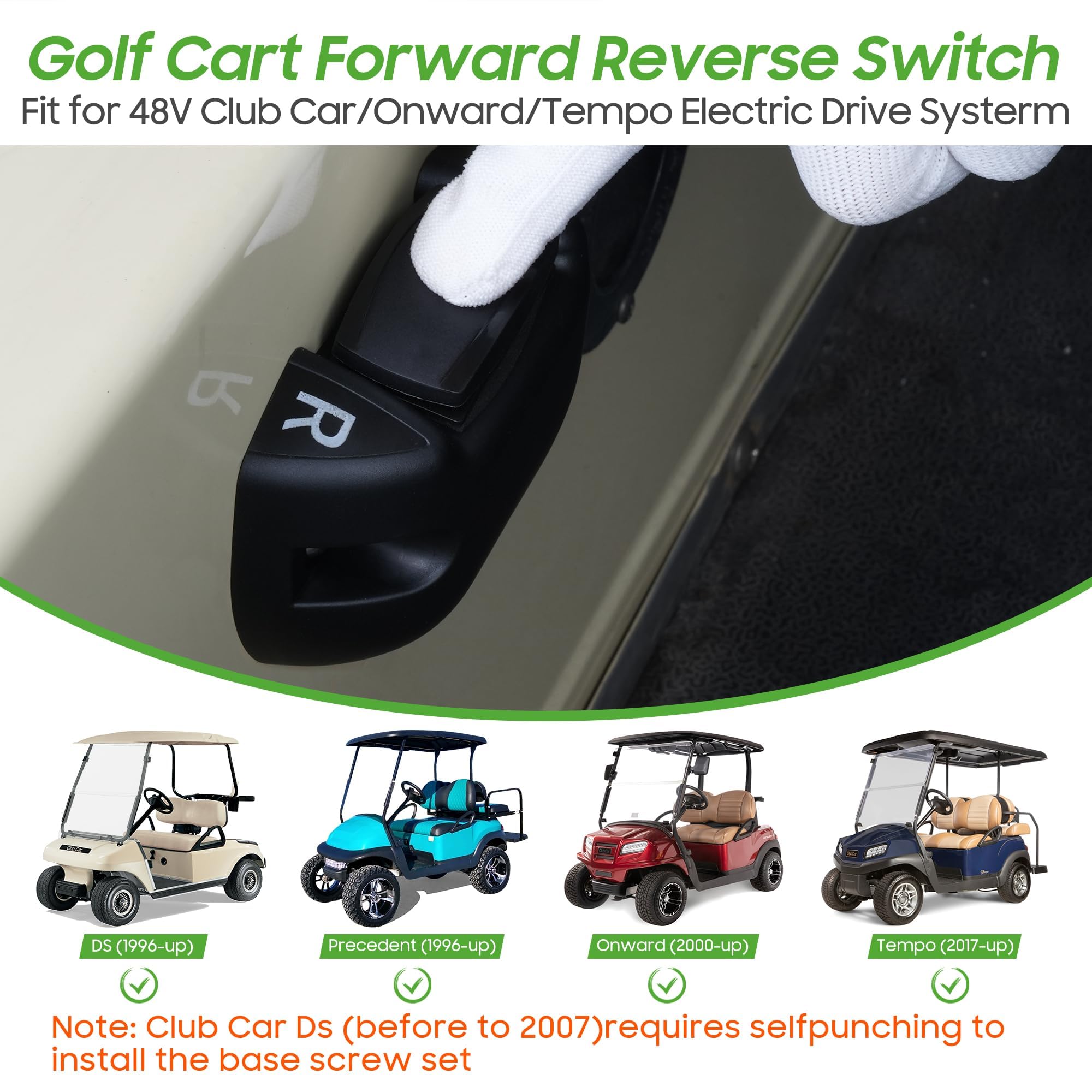 10L0L Interruttore di retromarcia avanti per golf cart compatibile con Club Car DS/Precedent (dal 1996 in poi)/avanti/tempo 48 V modelli di golf cart elettrico, interruttore a bilanciere FWD REV
