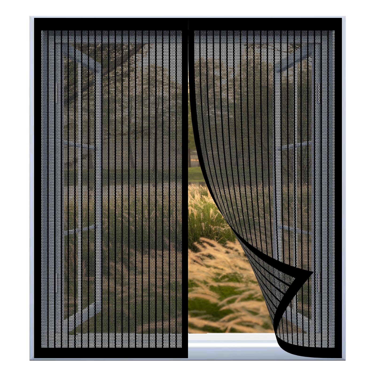 Yuanwan Black Magnetic Door Screen 93 X 127 Cm Easy Installation No Drilling Or Screwing Fly Bug Mosquito Mesh For Windows Nets To Keep Bugs Out,