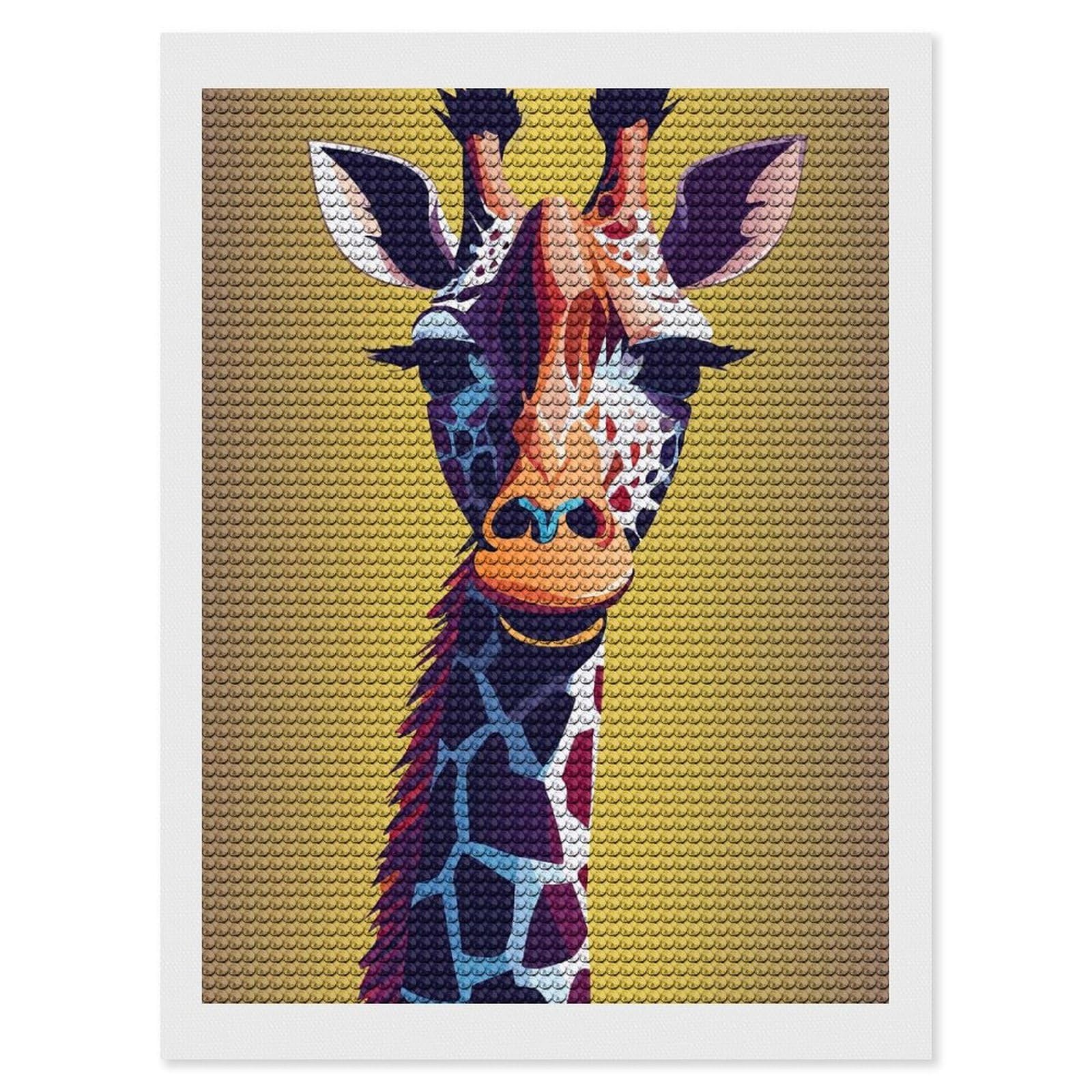 Junmoney Giraffe Full Drill Diamond Painting Kit 12"x16", Sparkling Round Gems, Decorate Your Room, Mindful Craft Activity