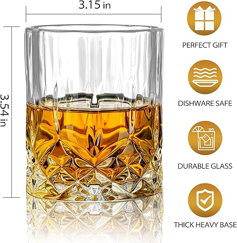 Miniatura 2 de Vasos de whisky de moda antigua con caja de lujo, vasos de rocas de 10 onzas para bebidas escocesas, bourbon, licor y cócteles, juego de 4