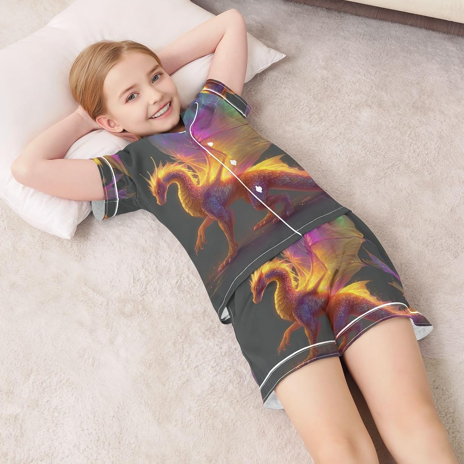 Silk Pajamas Sets Soft Satin 2 Piece Pjs Set Short Sleeve Nightwear Sleepwear