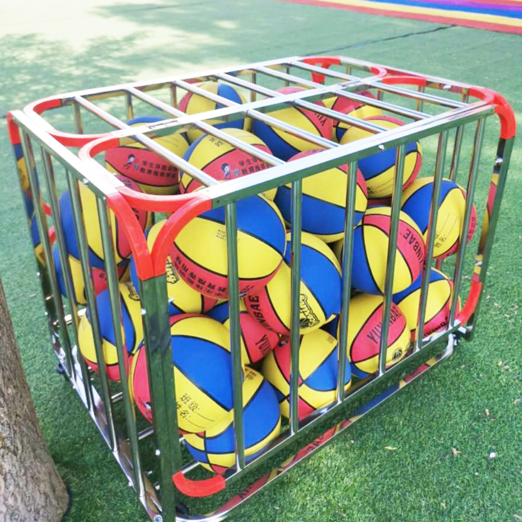 Ballwagen-Garage, Sportgeräte-Organizer, Abschließbarer Sportball-Aufbewahrungswagen, Basketball-Aufbewahrungsbehälter Für Drinnen Und Draußen Für Fitnessstudio, Schule, Verein