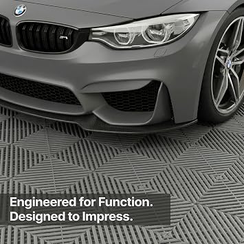 Nitro Tiles Vented by FlooringInc 12 x 12 Interlocking Garage Floor Tiles, Self-Draining Heavy Duty Polypropylene Drainage Tiles, Snap-Together Non-Slip Floor Tile, Graphite, 24-Pack (24 SqFt)