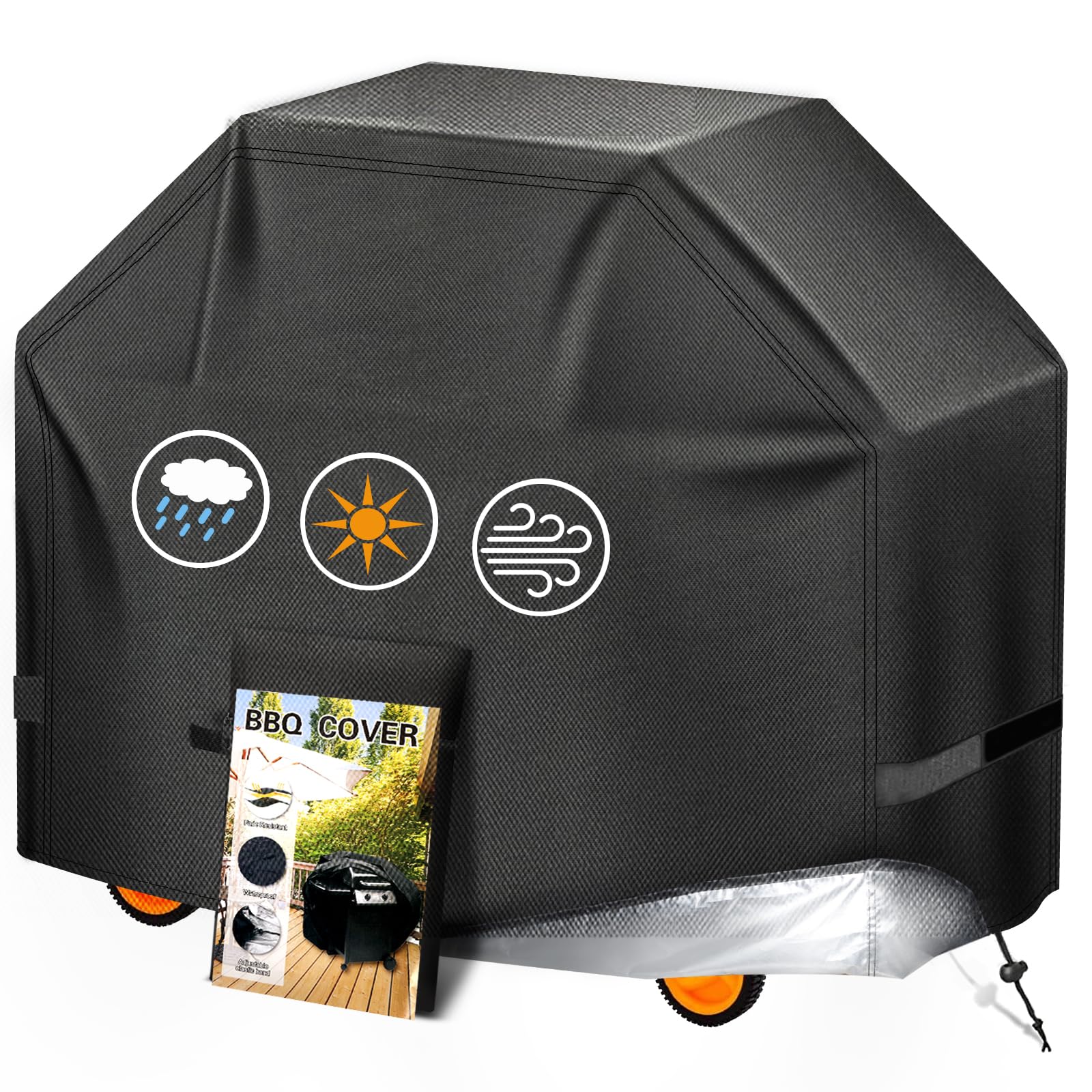 Aoretic BBQ Cover Waterproof,barbecue covers,210D Gas Grill Cover,Spun Polyester Barbeque Cover Waterproof Outdoor for Weber,Char Broil,Brinkmann,Outback Barbecues dustproof&UV,132x66x110cm