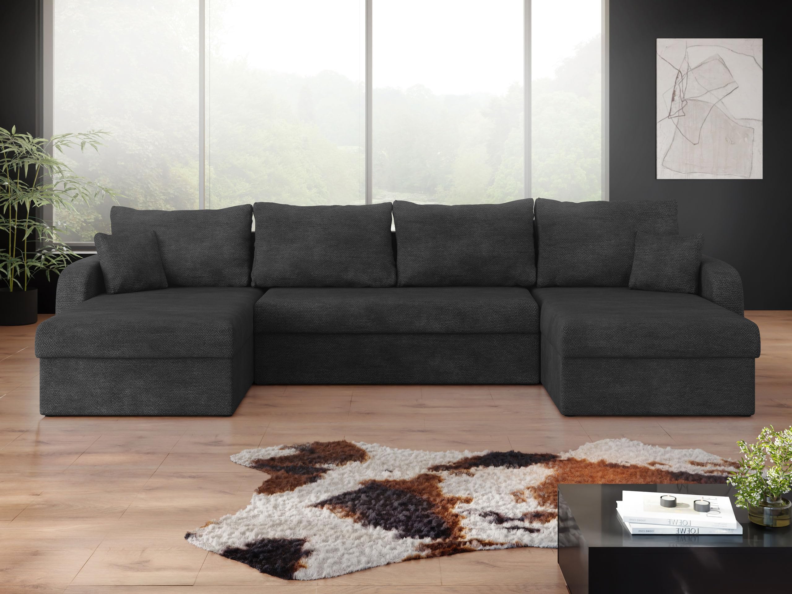 Mirjan24 Ecksofa Kristofer U, Design Eckcouch Couch mit Schlaffunktion, DREI Bettkasten, Wohnlandschaft, Bettfunktion, U-Form Sofa, Seite Universal, Farbauswahl (Margo 227.09)