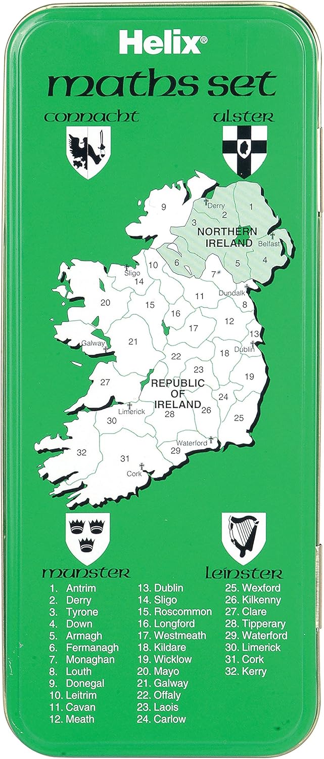 Helix B09000 Irish Designed Tin Box Maths Set