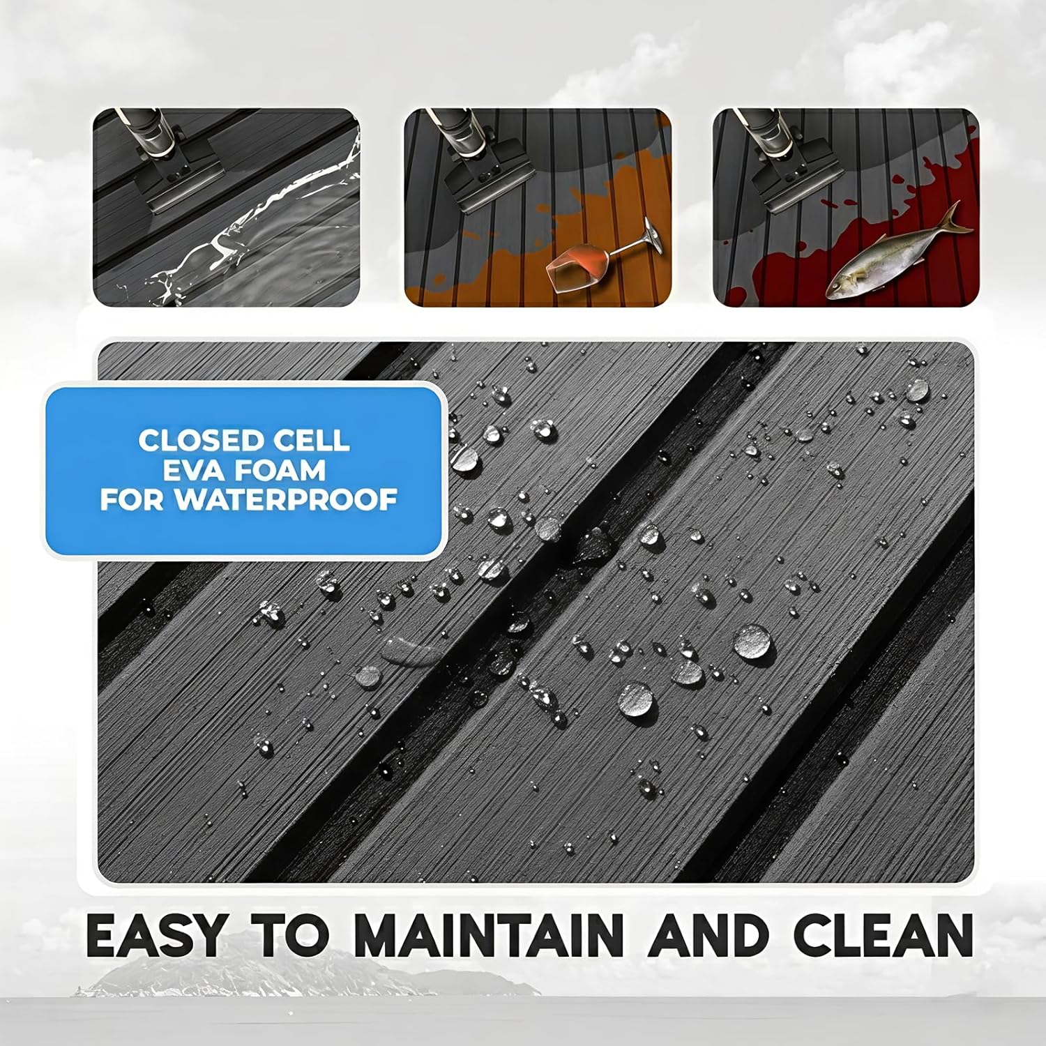 FOCEAN Boat Flooring EVA Foam Boat Decking with Self-Adhesive Non-Slip Marine Carpet for Jon Boat Bass Boat Pontoon Boat Motorboat RV Yacht Kayak Surfboard Floor