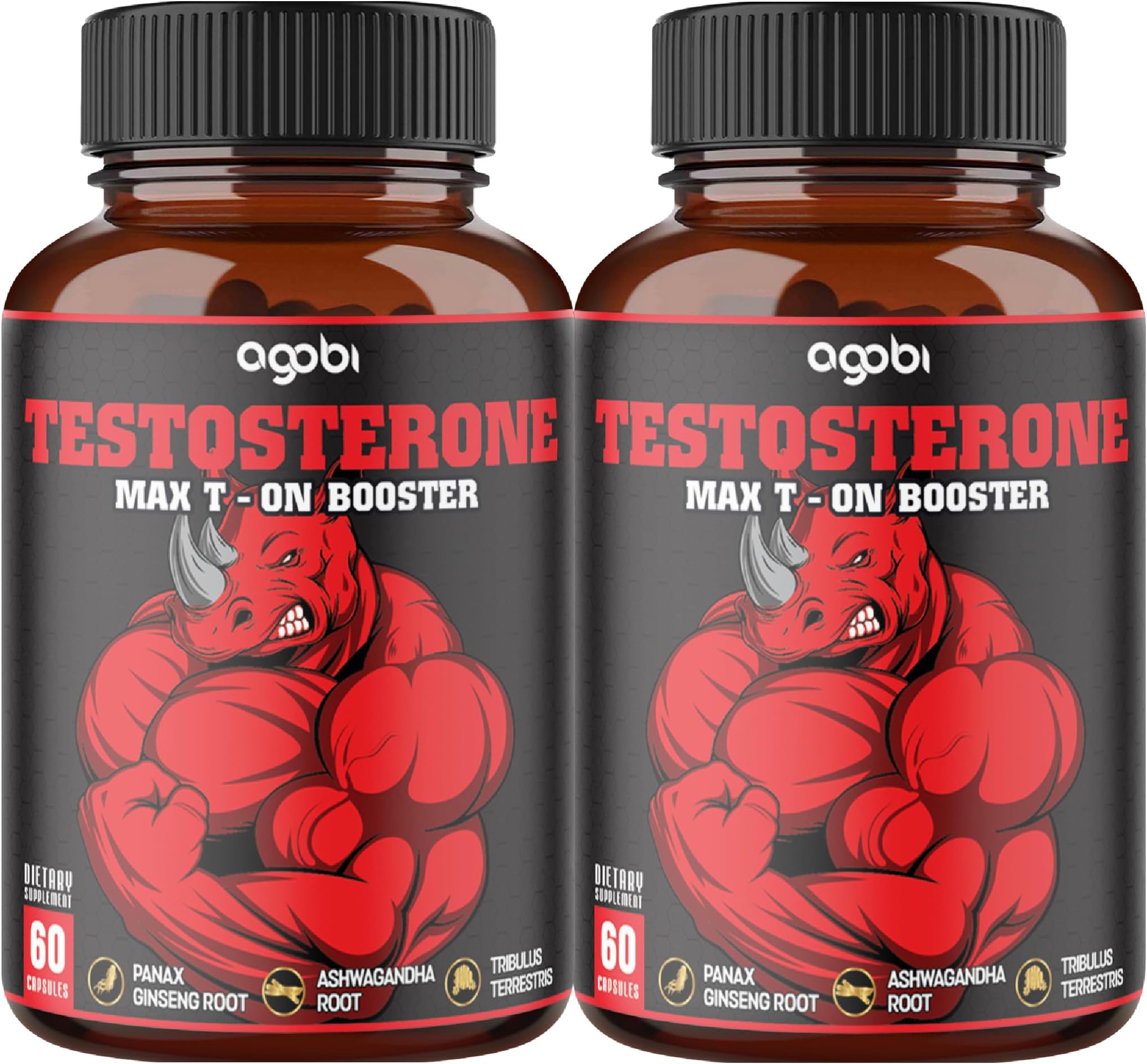2 Packs 60 Capsules - 11 Herbs Combined with Ginseng, Ashwagandha, Tribulus & More.