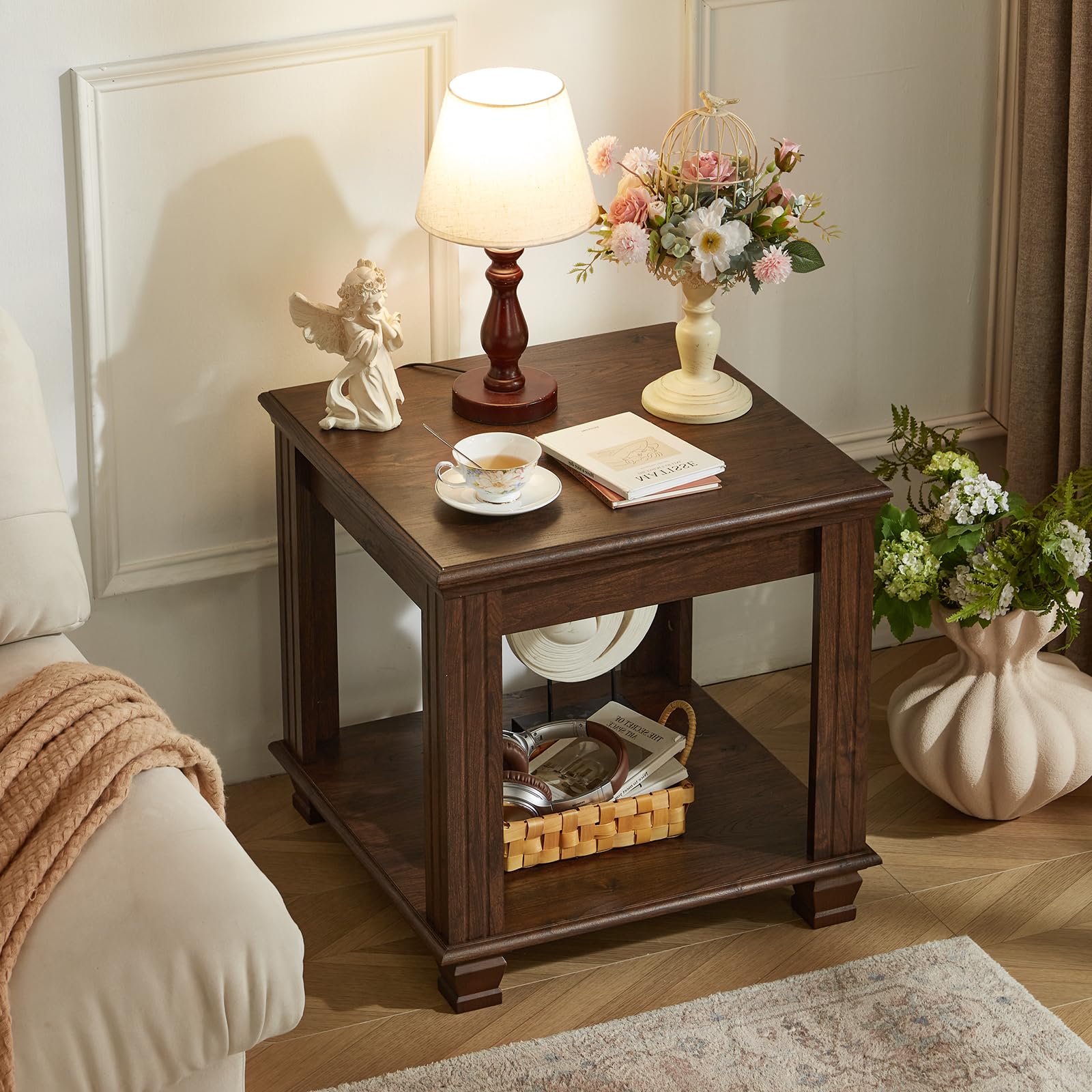 Amazon.com: SAVOR LIFE Farmhouse End Table,Large Side Table with 2