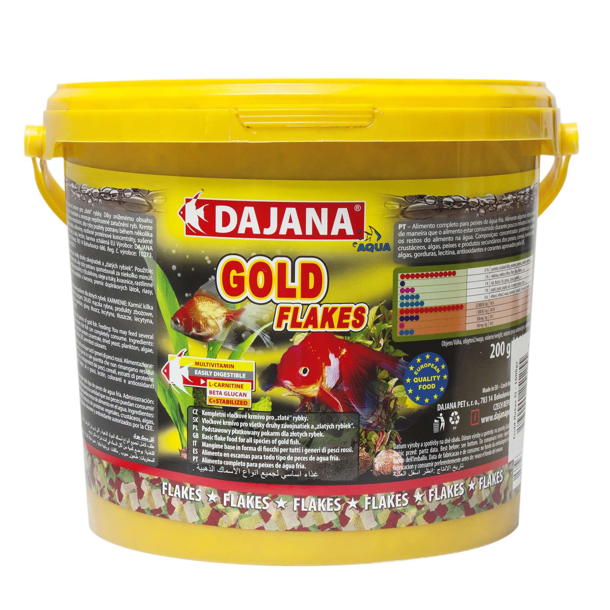 Dajana Gold Flakes - Mangime Completo in Fiocchi, per Pesci velati e Pesci Rossi (5 lt)