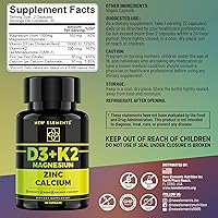 Vista 3 de Vitamina D3 K2 con glicinato de magnesio + zinc y calcio Magnesio 1500mg D3 10,000 UI K2 (MK7) 200mcg Zinc 50mg Calcio 50mg Apoyo