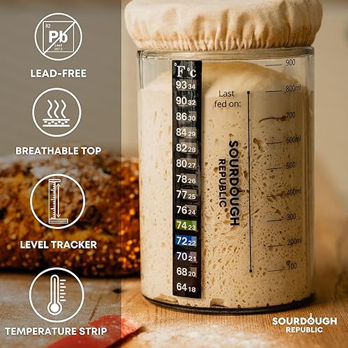 Miniatura 3 de Kit de tarro de inicio de masa madre, 36 onzas, suministros para hornear pan de masa madre, tarro de inicio de masa madre, kit para hacer pan, tarro