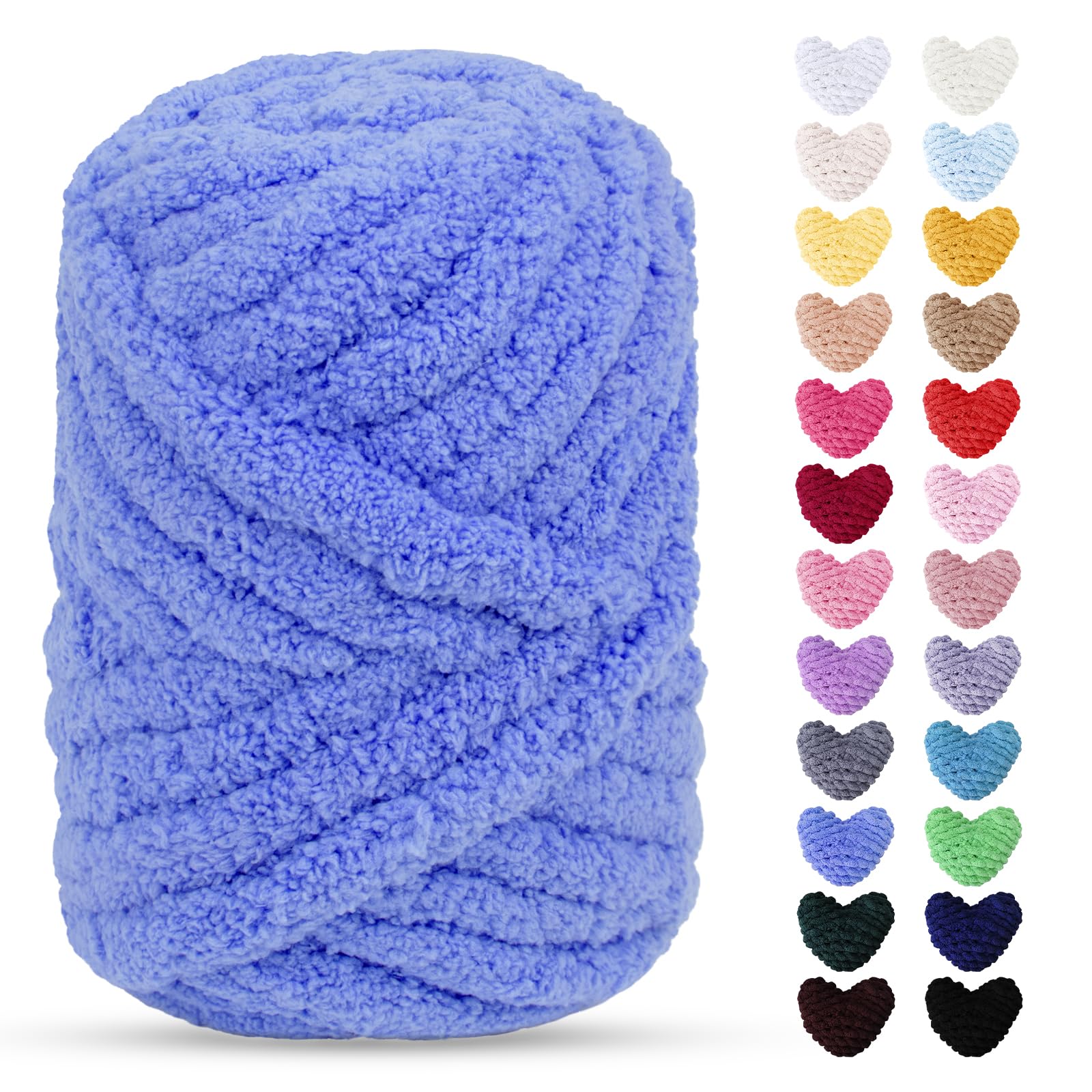 Uiopa Arm Knitting Yarn, 240g Jumbo Fluffy Chunky Yarn for Crochet, Hand Knitting Chunky Wool for Blankets, Cushions, Hats, Home Decor, DIY Crafts (Royal Blue)