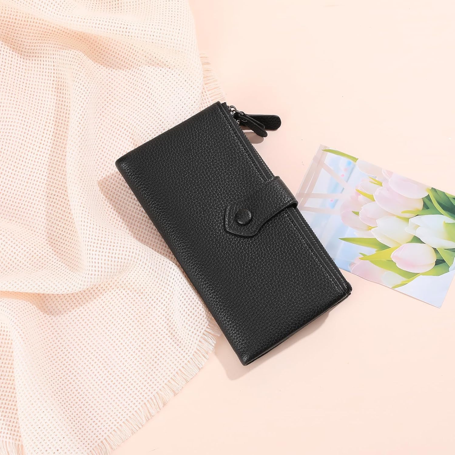 Women Soft Leather Wallets Slim Bifold RFID Blocking Ladies Credit Card Holder Double Zipper Pockets - Image 6