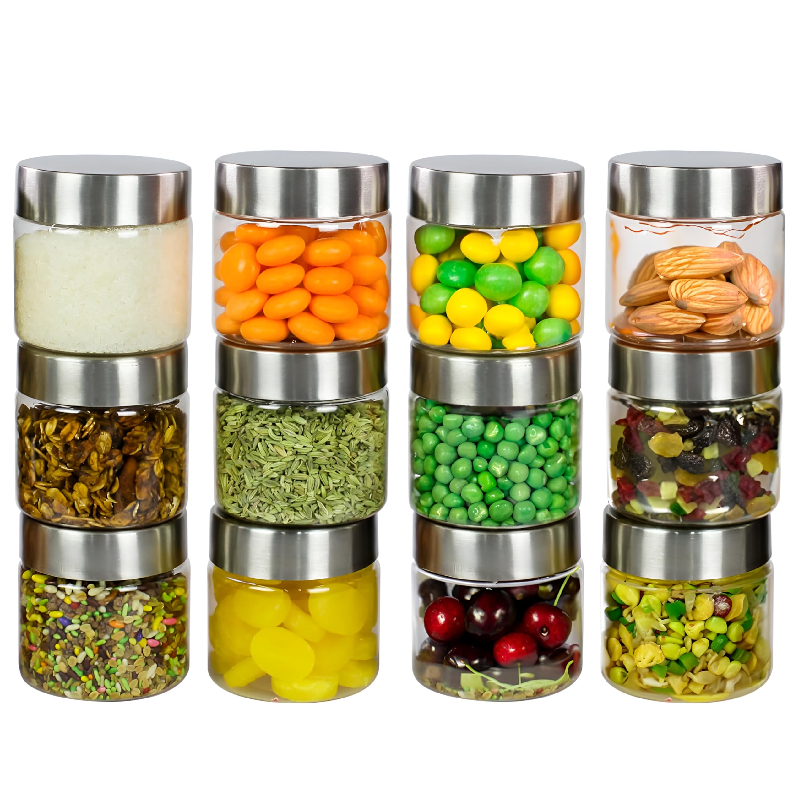 Plastic Storage Jar & Container, Airtight BPA Free Container for Kitchen Storage, Grocery Kitchen Container, Stackable & Transparent Organizer, Masala Dabba, Multipurpose Jar, 200 ML Set 12