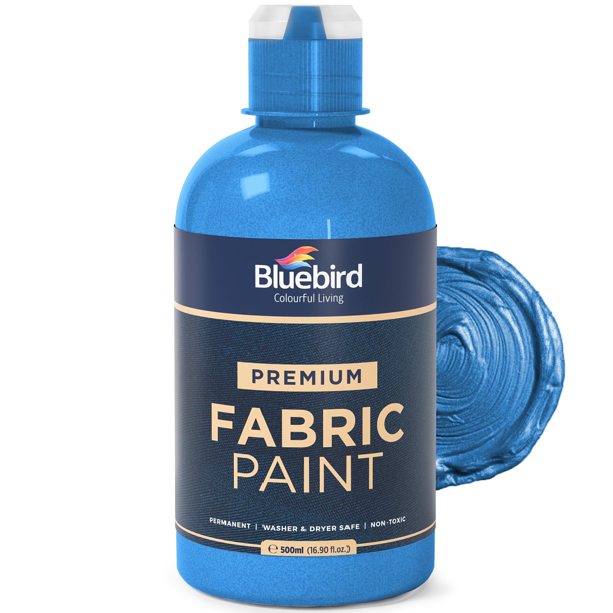 BLUEBIRD Fabric Paint, Midnight Blue, 16.9 Fl Oz, Permanent Fabric Paints for Clothes, Furniture Upholstery