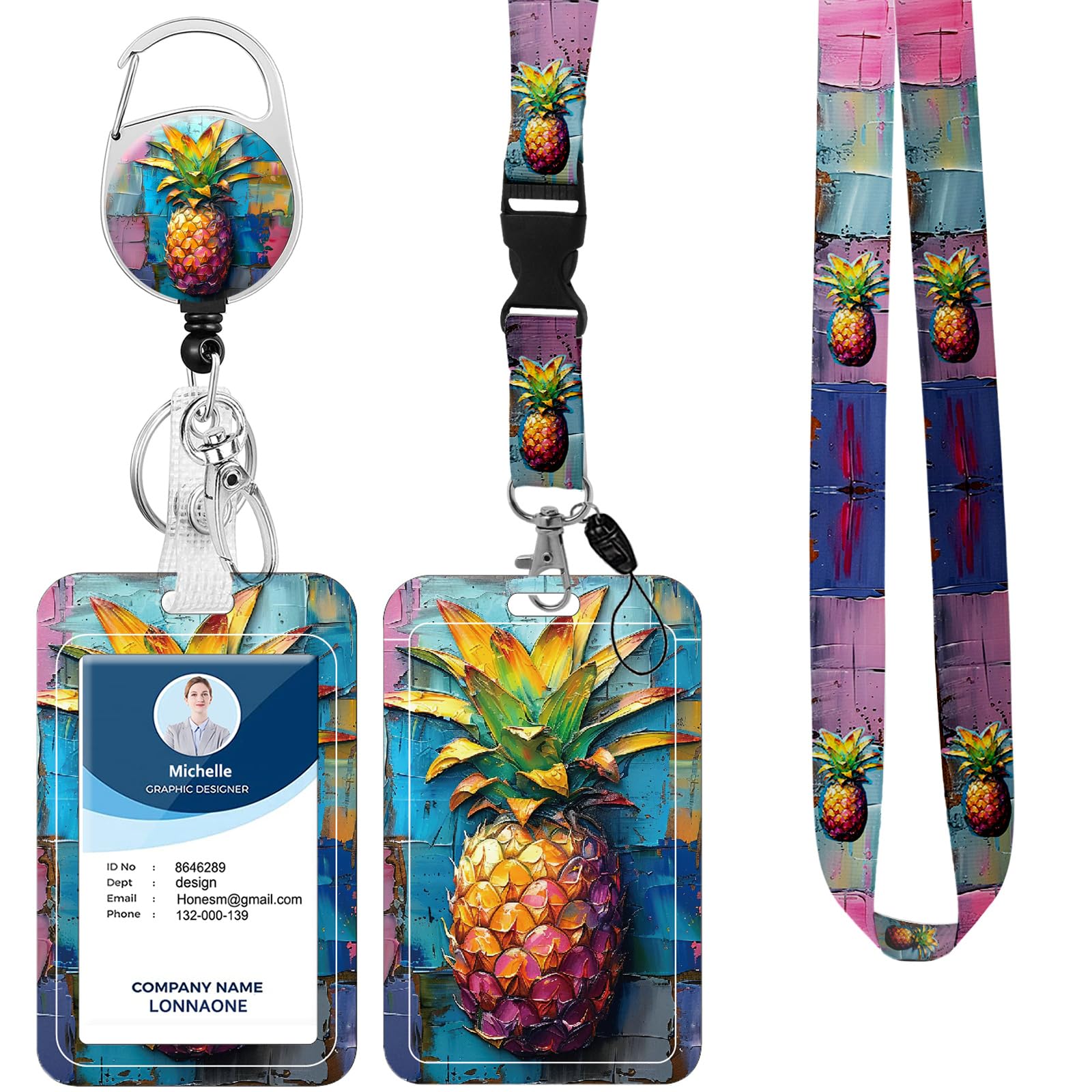 Lanyard with Badge Holder,Retractable Badge Reel with Detachable Neck Lanyard Strap and Vertical ID Holder for Nurse Doctor Students Office Staff (
