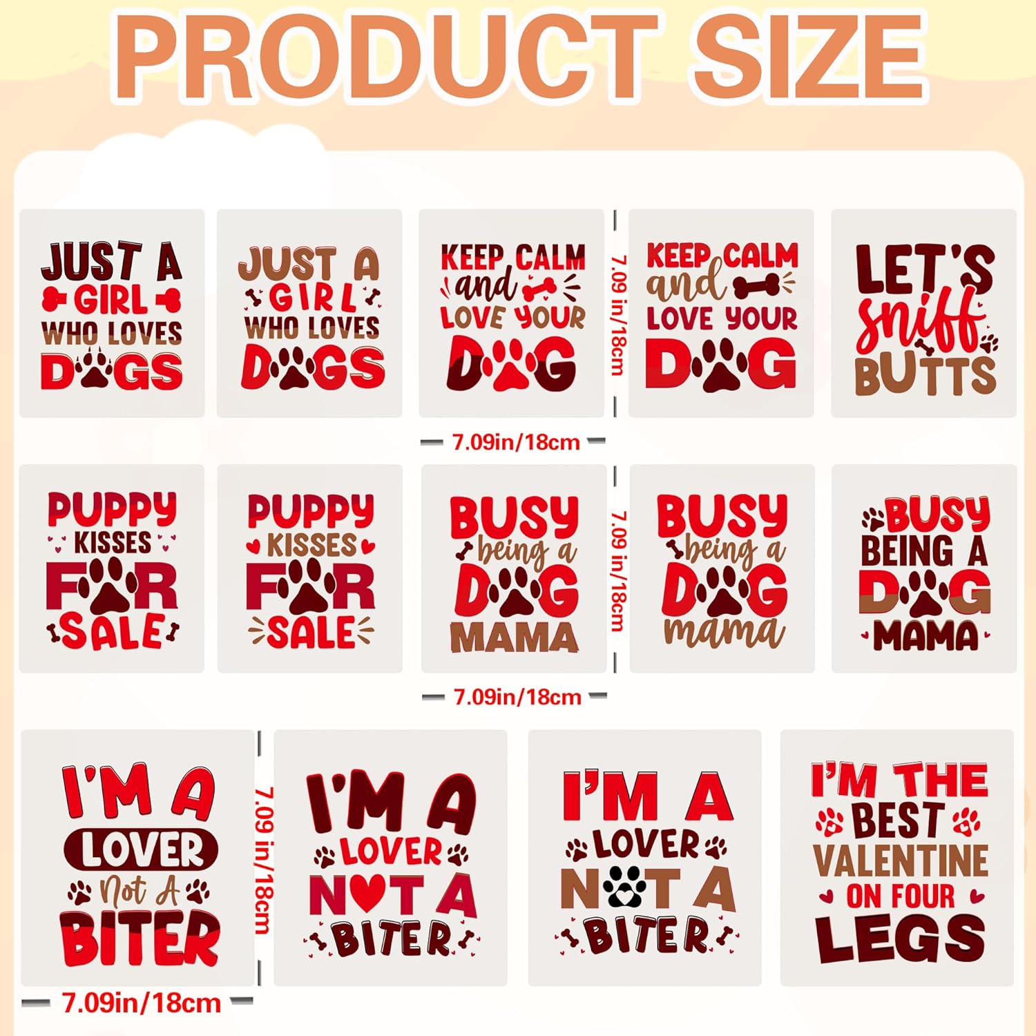 14 Pcs 7 Inch Vinyl DTF Heat Transfers for Shirts with Funny Dog Lover Quotes for DIY Pet Apparel Totes and Gifts - Image 2