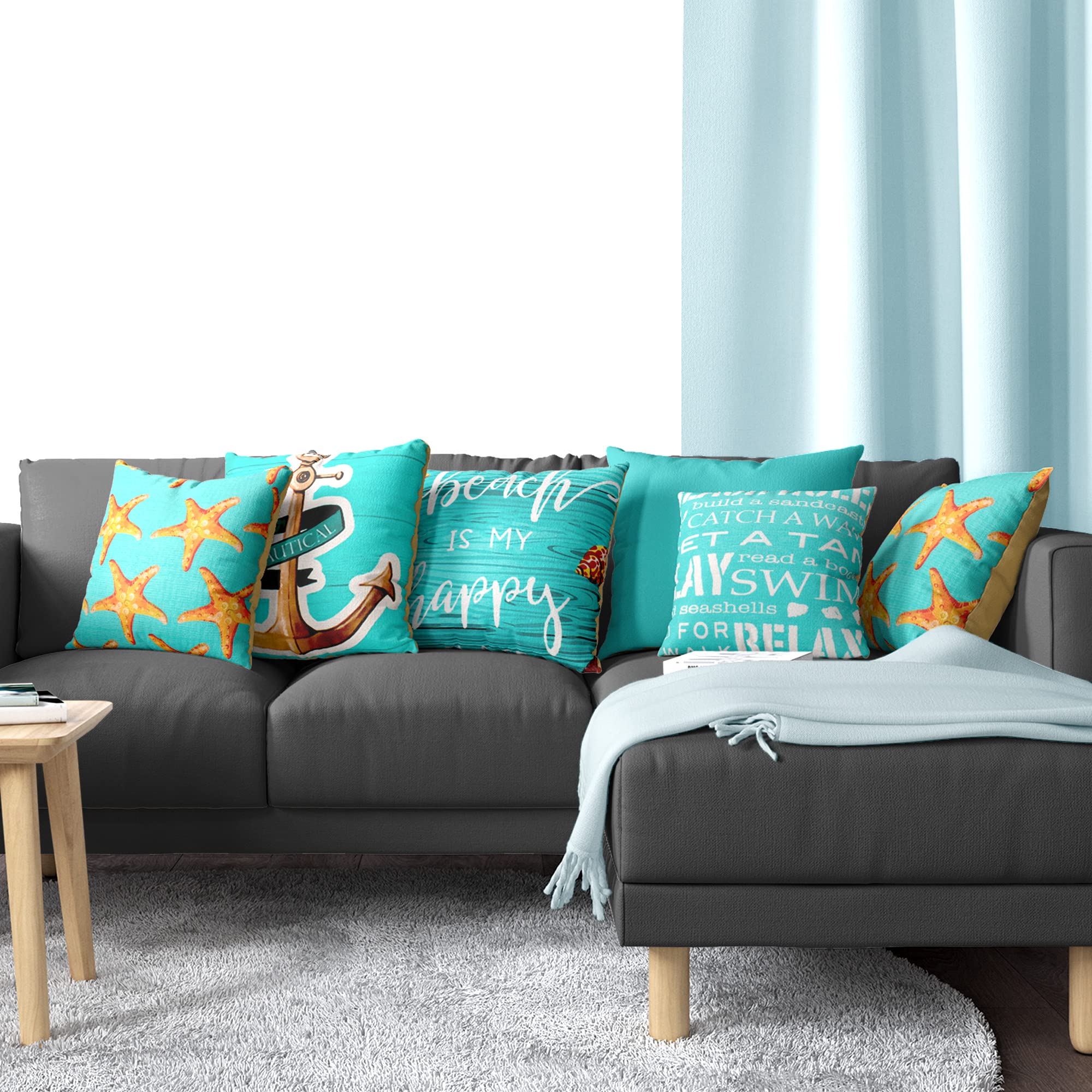 AAZEEM Exclusive Decorative Farmhouse Throw Pillow Covers, Modern Accent Square Cushion Case 16" x 16", Set of 5 Cushion Covers for Couch Chair Bedroom