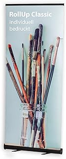 Rollup Display Classic schwarz - JETZT SELBST GESTALTEN - mit eigenem Wunschmotiv, individuell Bedruckt, problemlos online editiert ohne Umwege (100 x 200 cm)